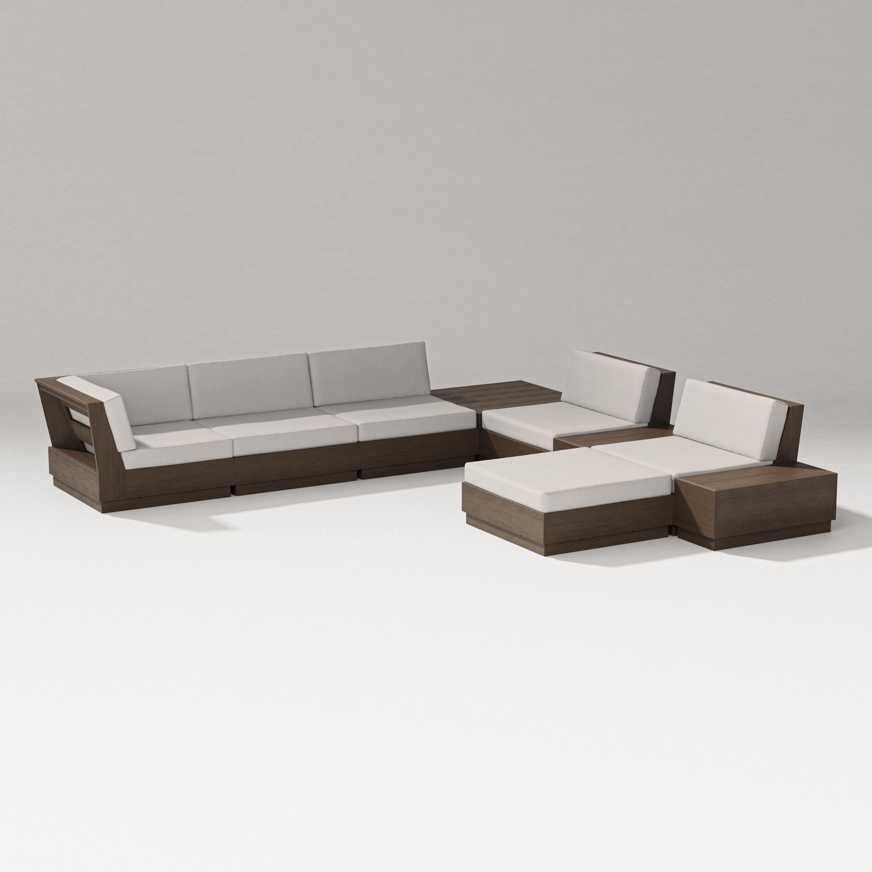 PW Designer Series Elevate 9-Piece Conversation Sectional in Kona / Cast Ash