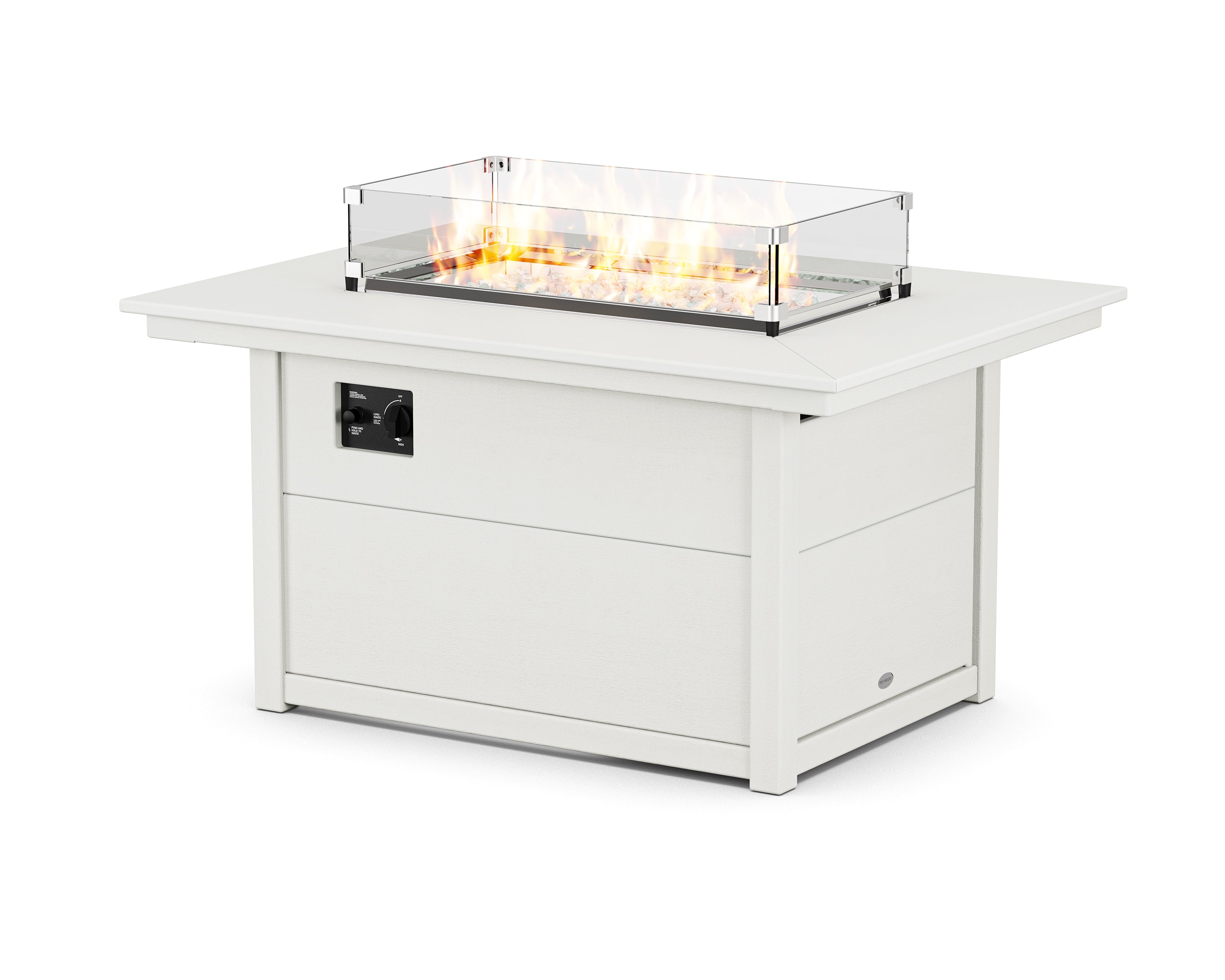 POLYWOOD Rectangle 34" X 46" Fire Pit Table in Vintage White