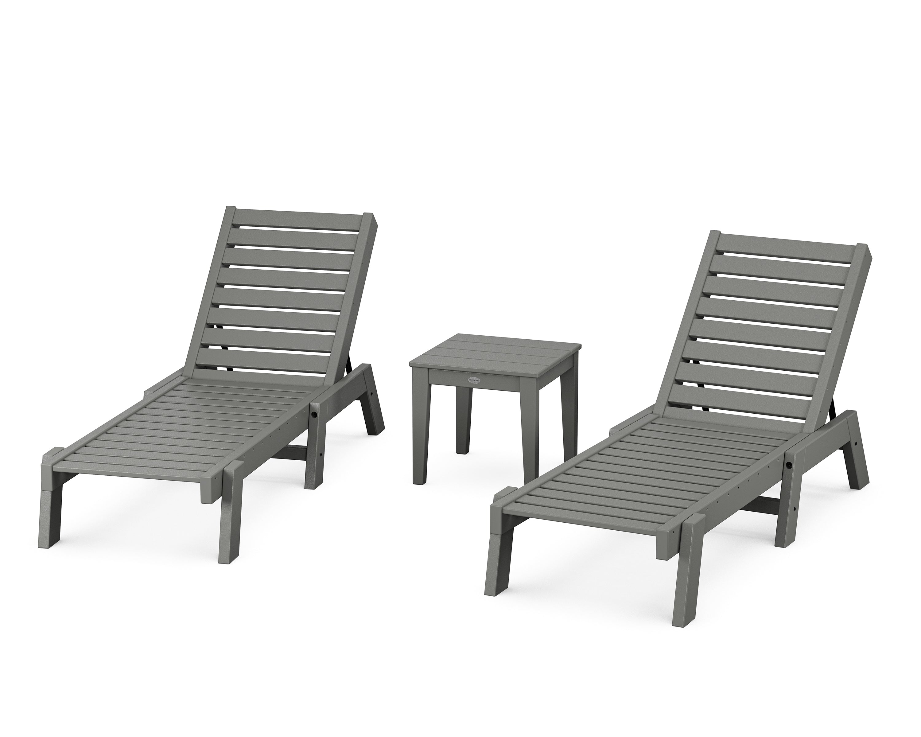 POLYWOOD Captain Chaise 3-Piece Set in Slate Grey