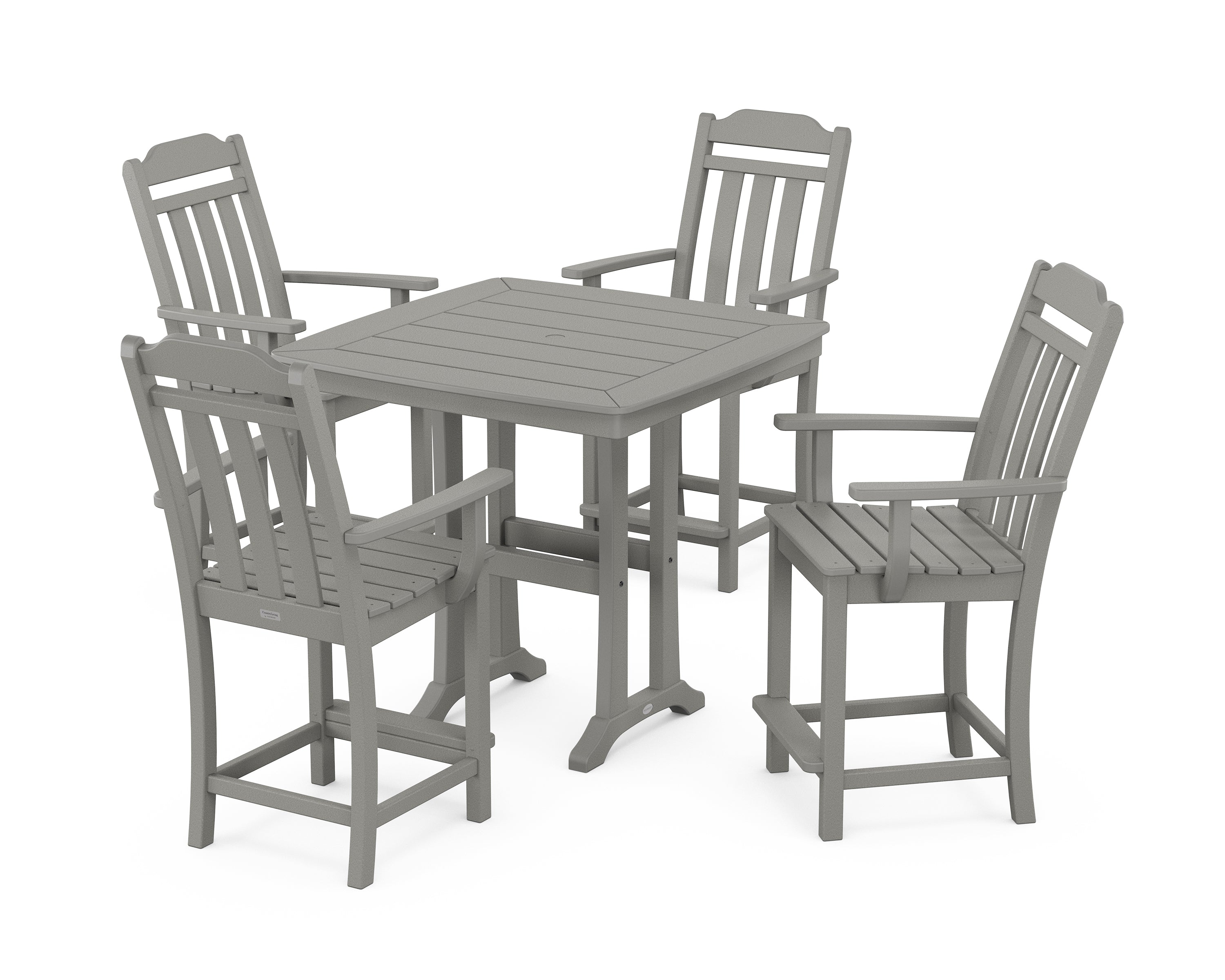 POLYWOOD Country Living 5-Piece Counter Set with Trestle Legs in Slate Grey