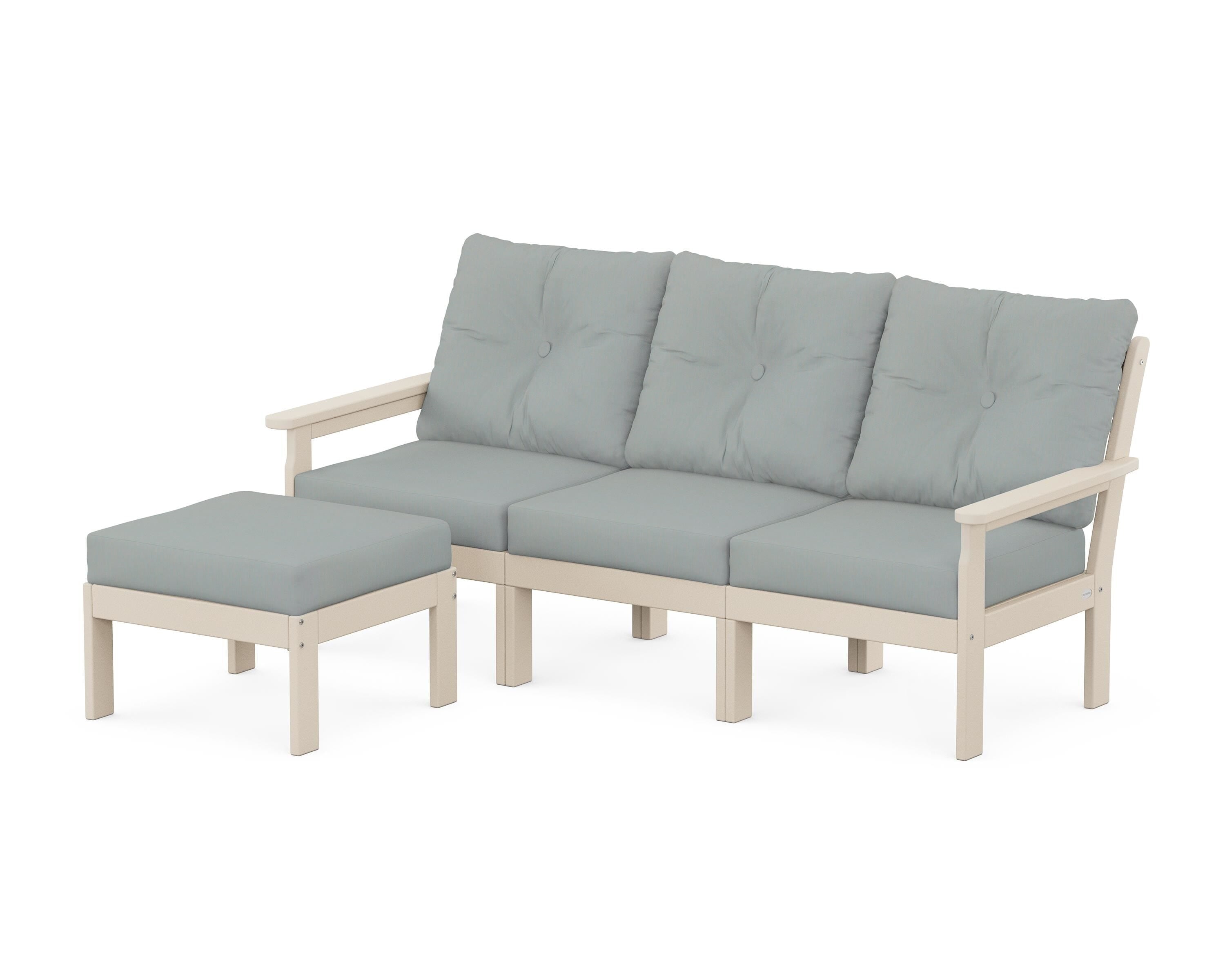 POLYWOOD Vineyard 4-Piece Sectional with Ottoman in Sand / Spa