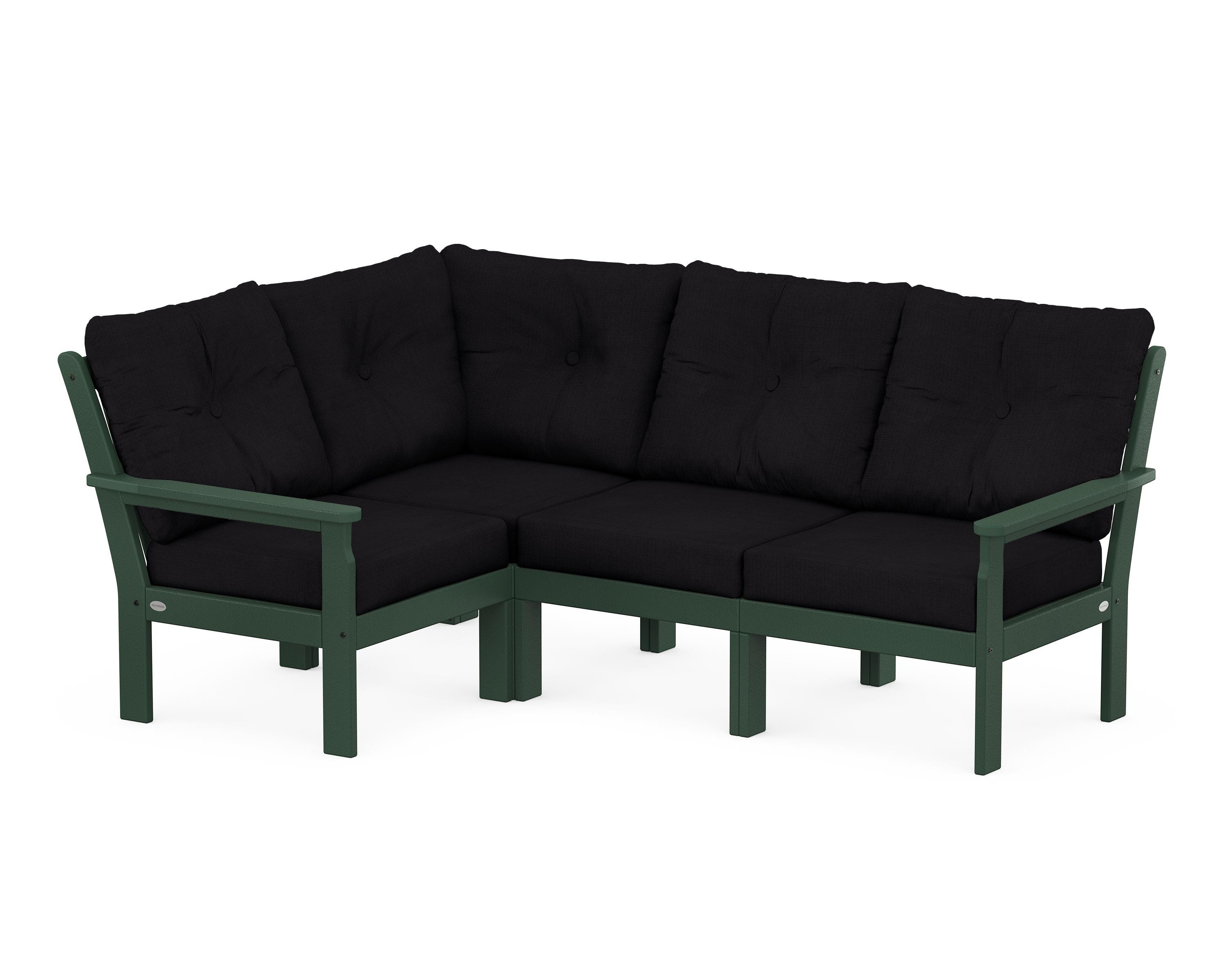POLYWOOD Vineyard 4-Piece Sectional in Green / Midnight Linen