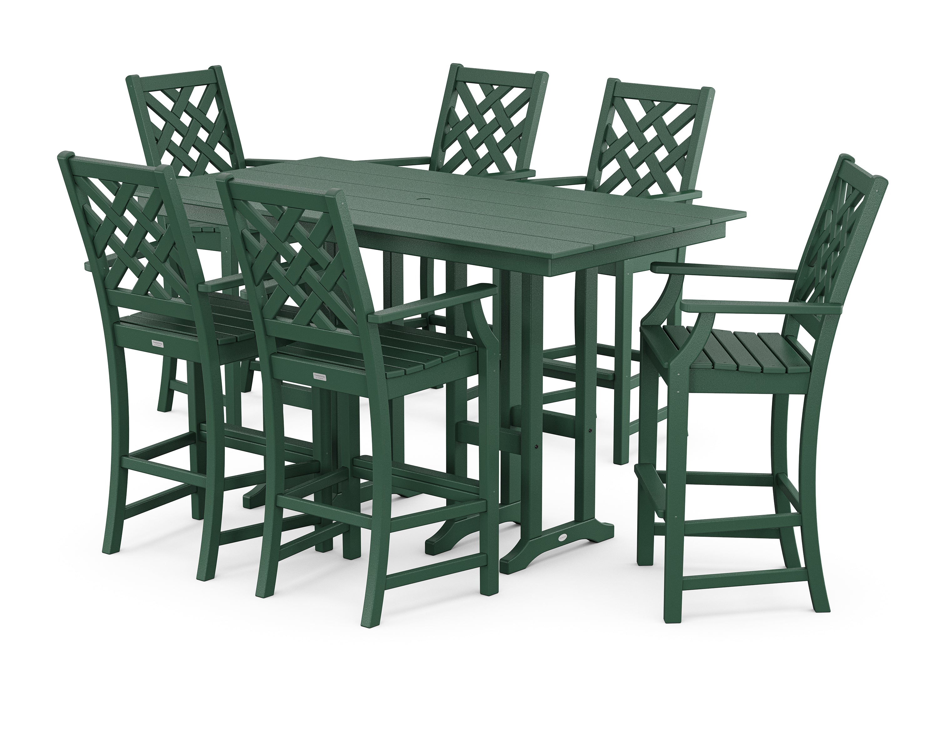 Country Living Wovendale Arm Chair 7-Piece Farmhouse Bar Set in Green