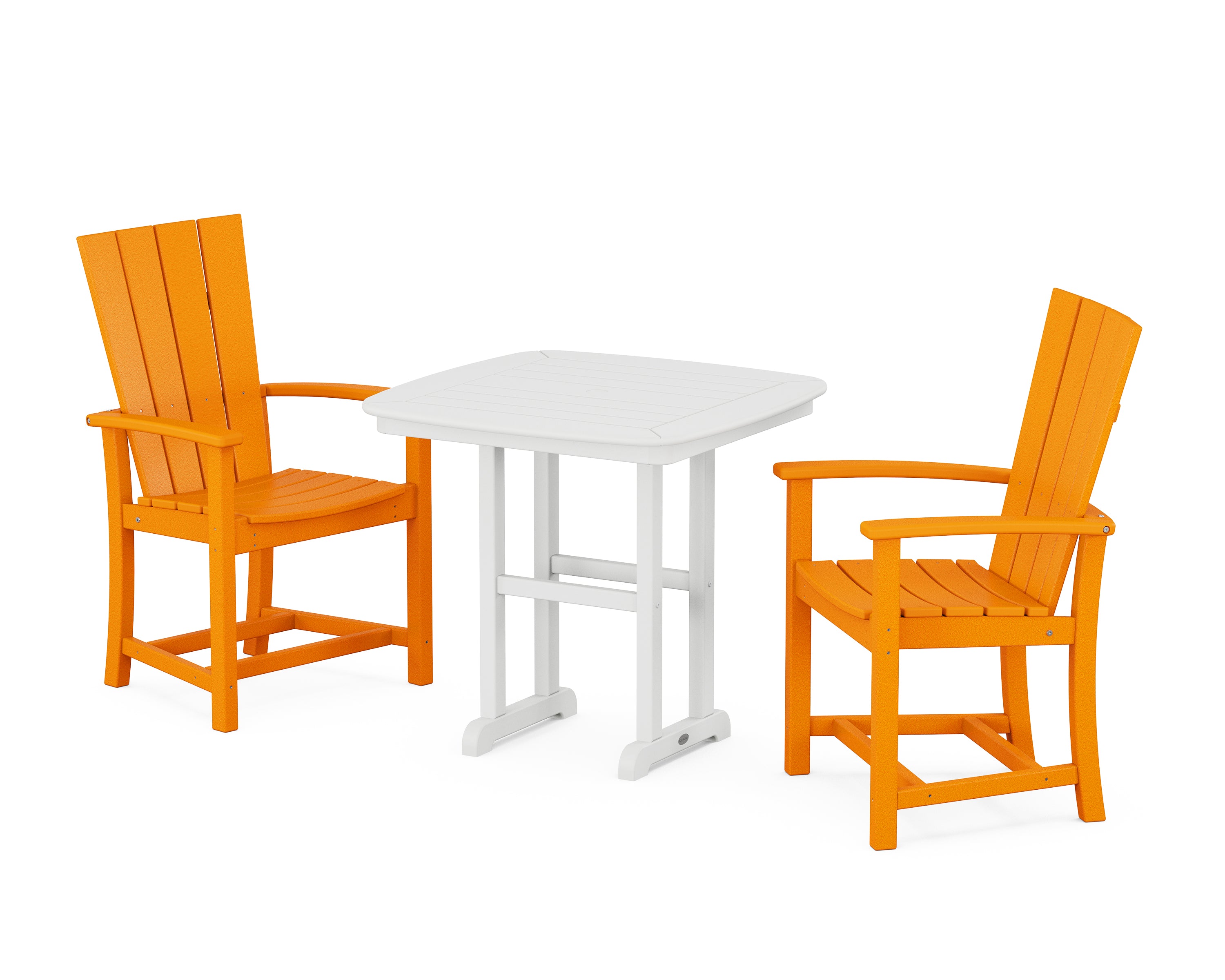 POLYWOOD Quattro 3-Piece Dining Set in Tangerine / White