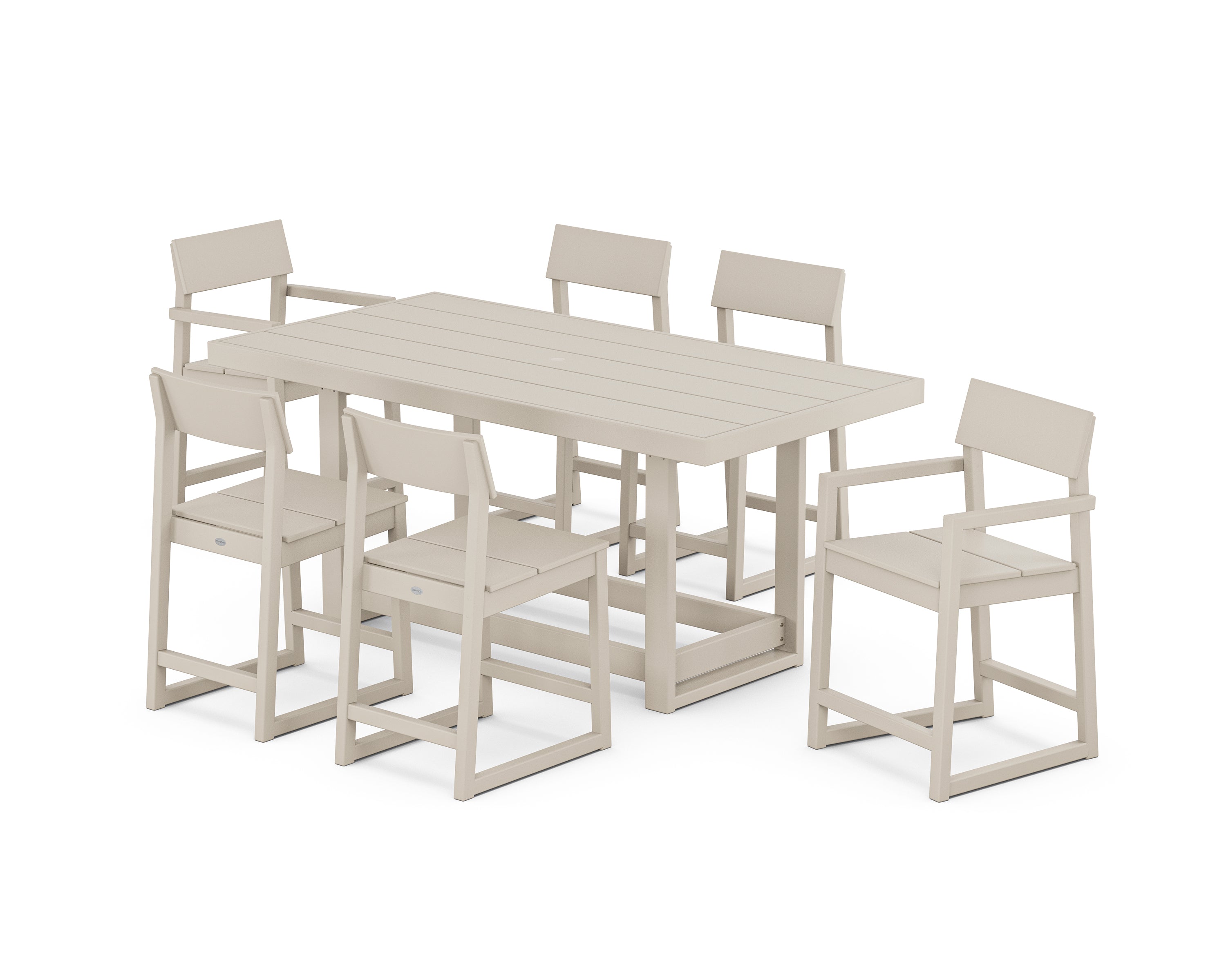 POLYWOOD EDGE 7-Piece Counter Table Set in Sand