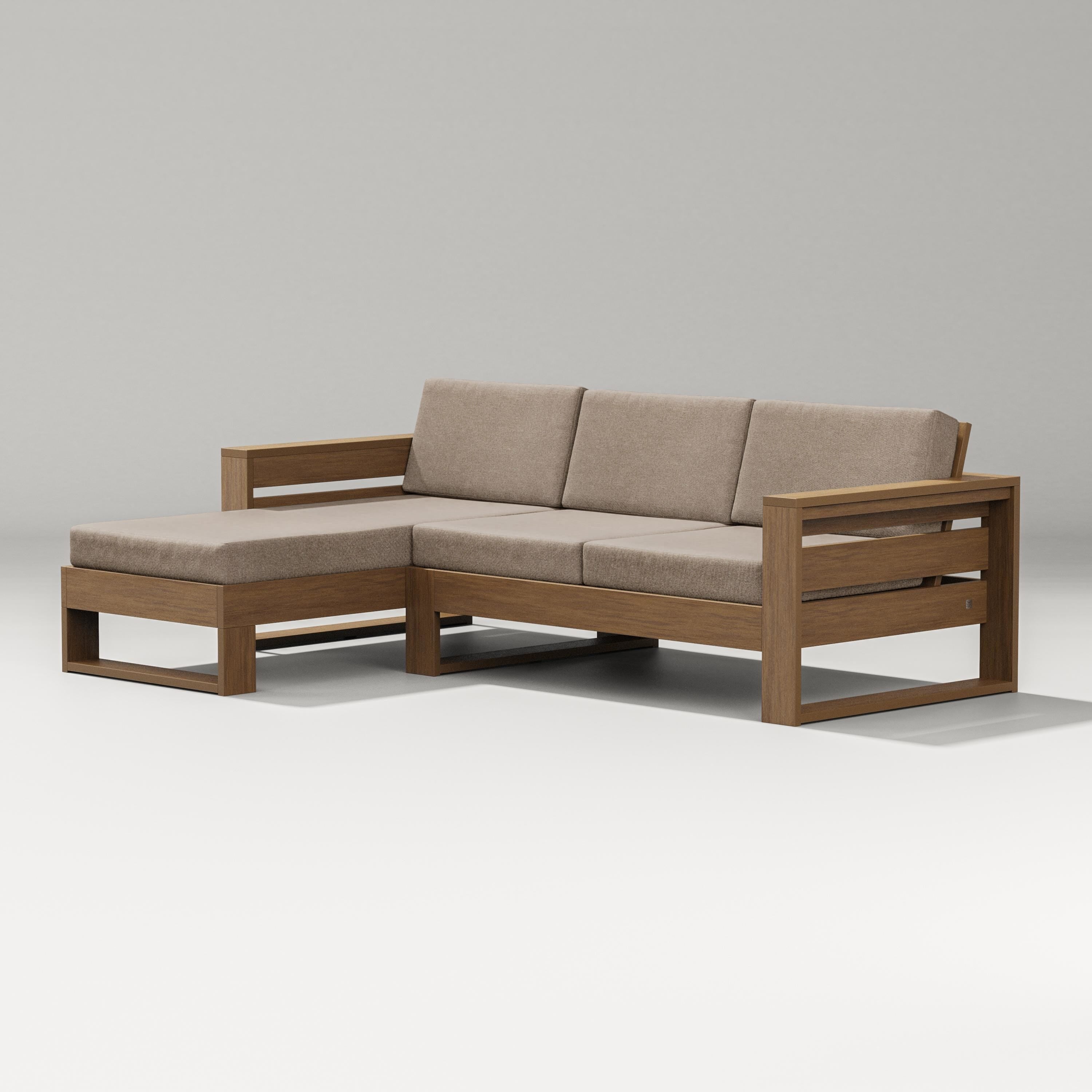 PW Designer Series Latitude Left Chaise Sectional in Natural / Spiced Burlap