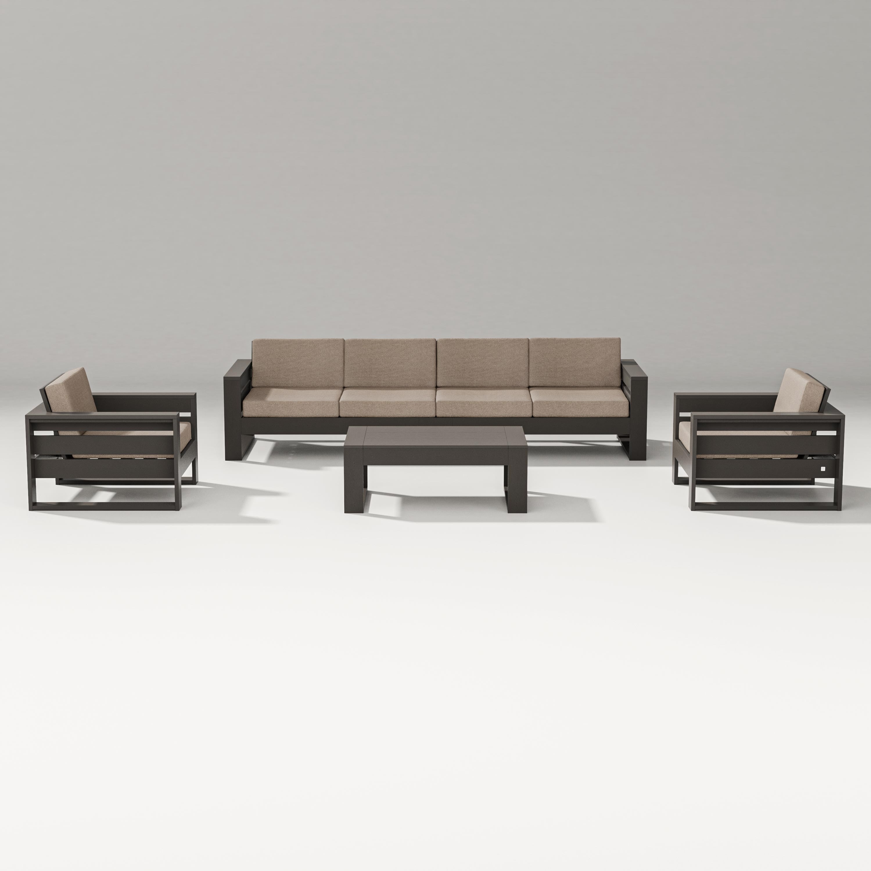 PW Designer Series Latitude 5-Piece Lounge Sofa Set in Vintage Coffee / Spiced Burlap