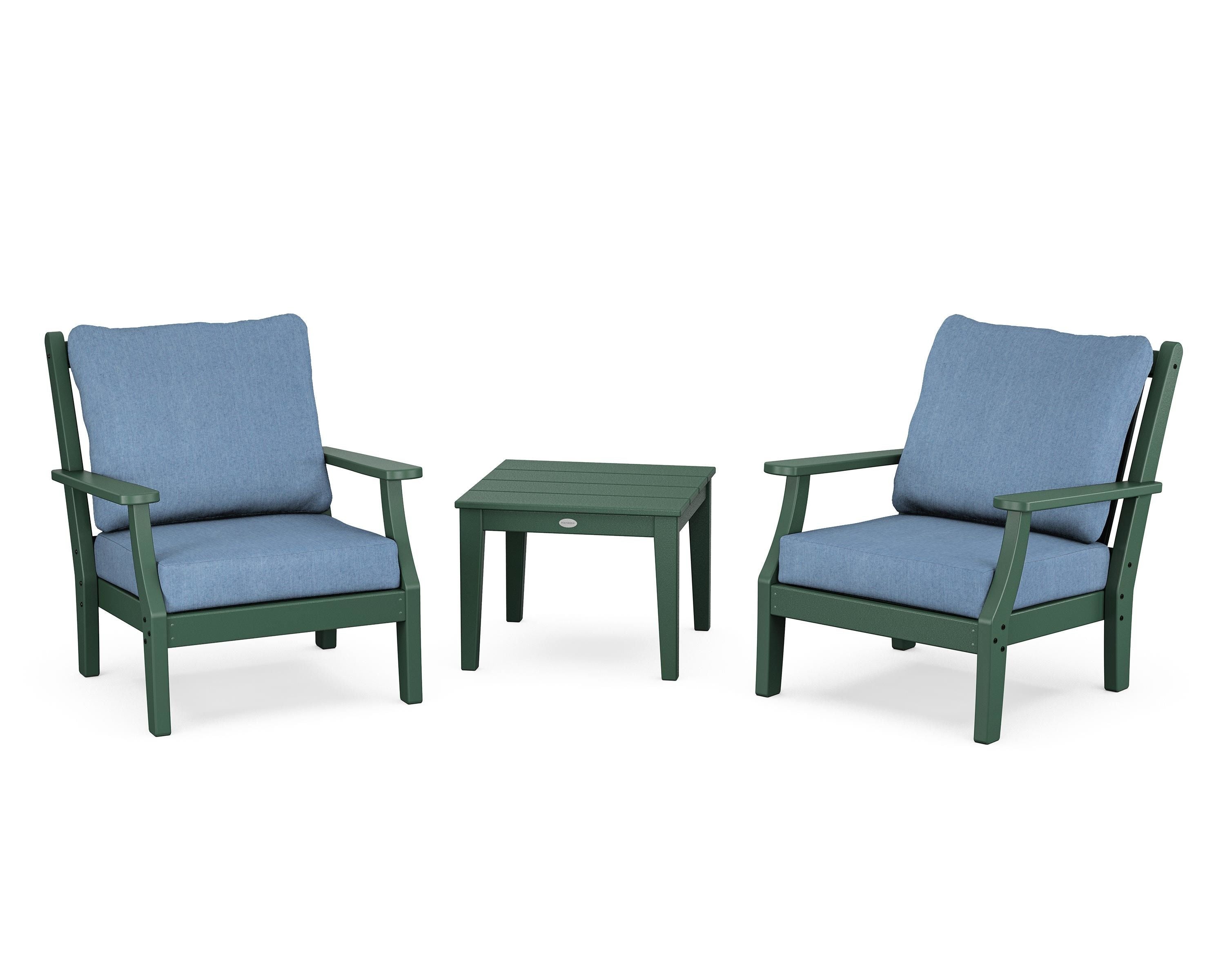 Country Living Wovendale 3-Piece Deep Seating Set in Green / Sky Blue