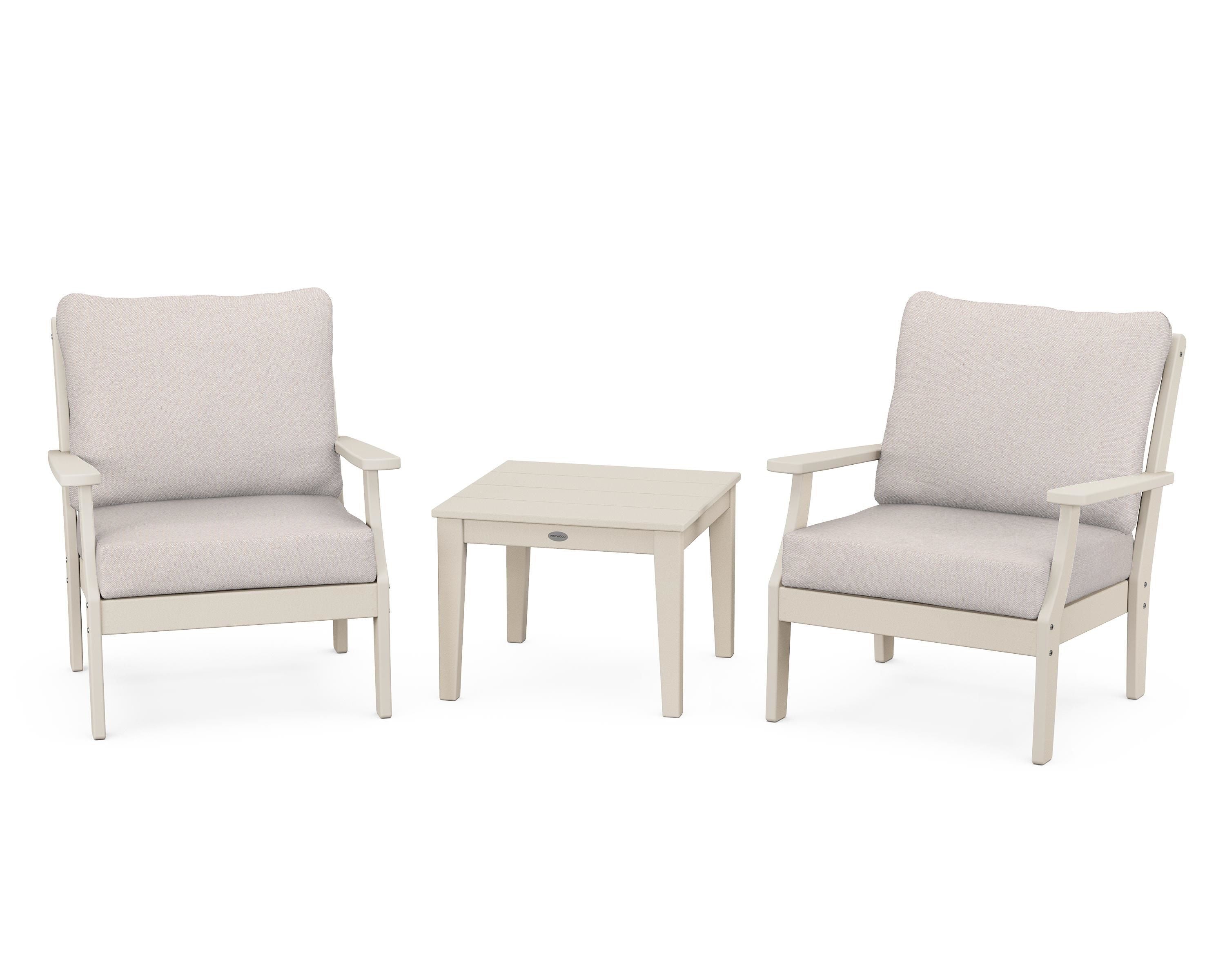 POLYWOOD Braxton 3-Piece Deep Seating Set in Sand / Dune Burlap