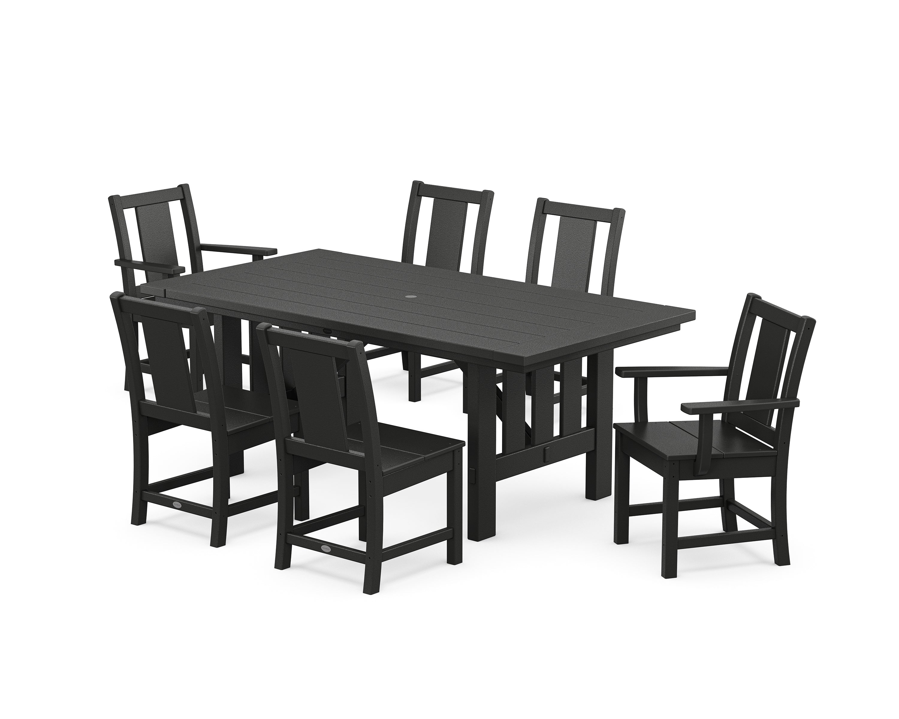 POLYWOOD Prairie 7-Piece Dining Set with Mission Table in Black