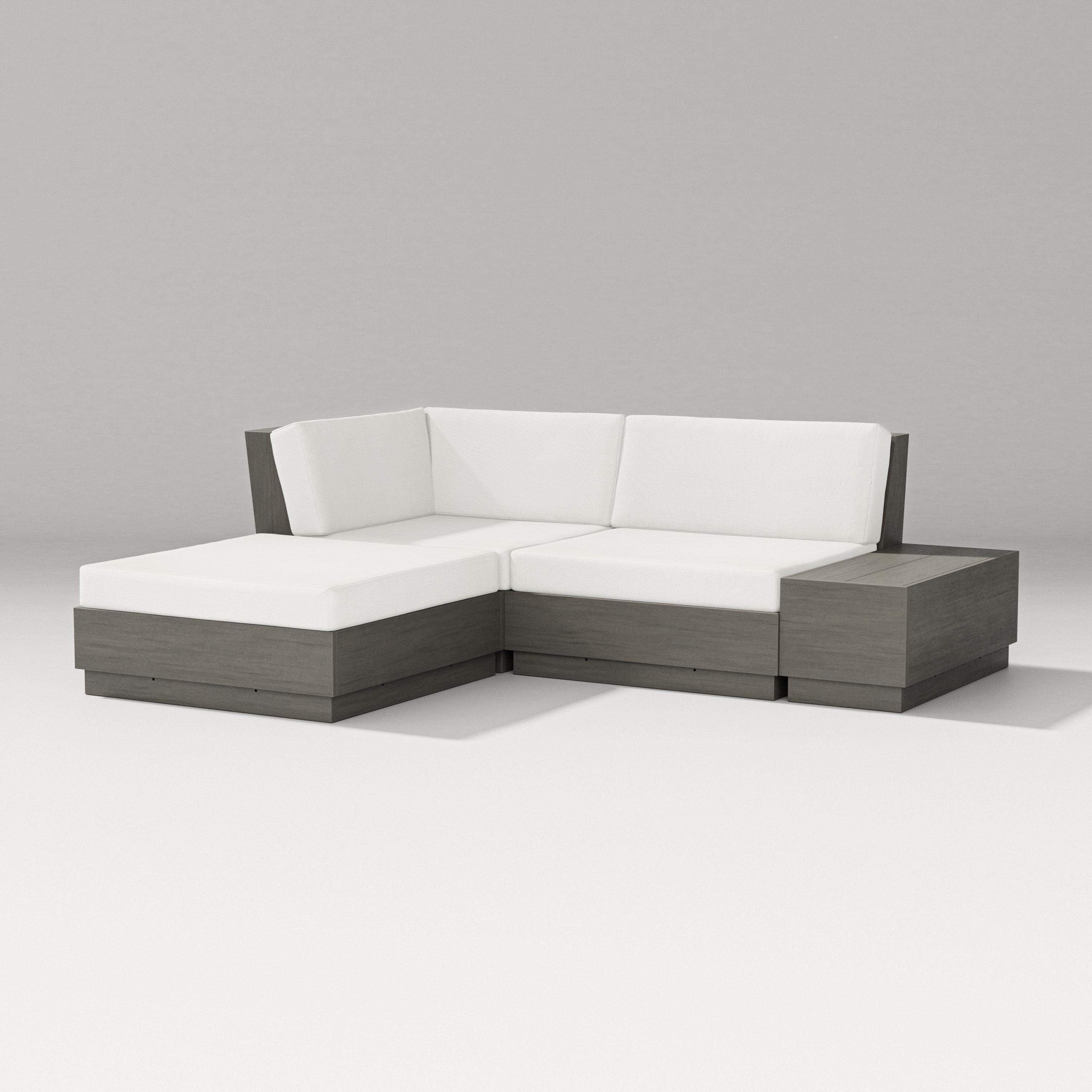 PW Designer Series Elevate Loveseat Sectional with Chaise in Driftwood / Natural Linen