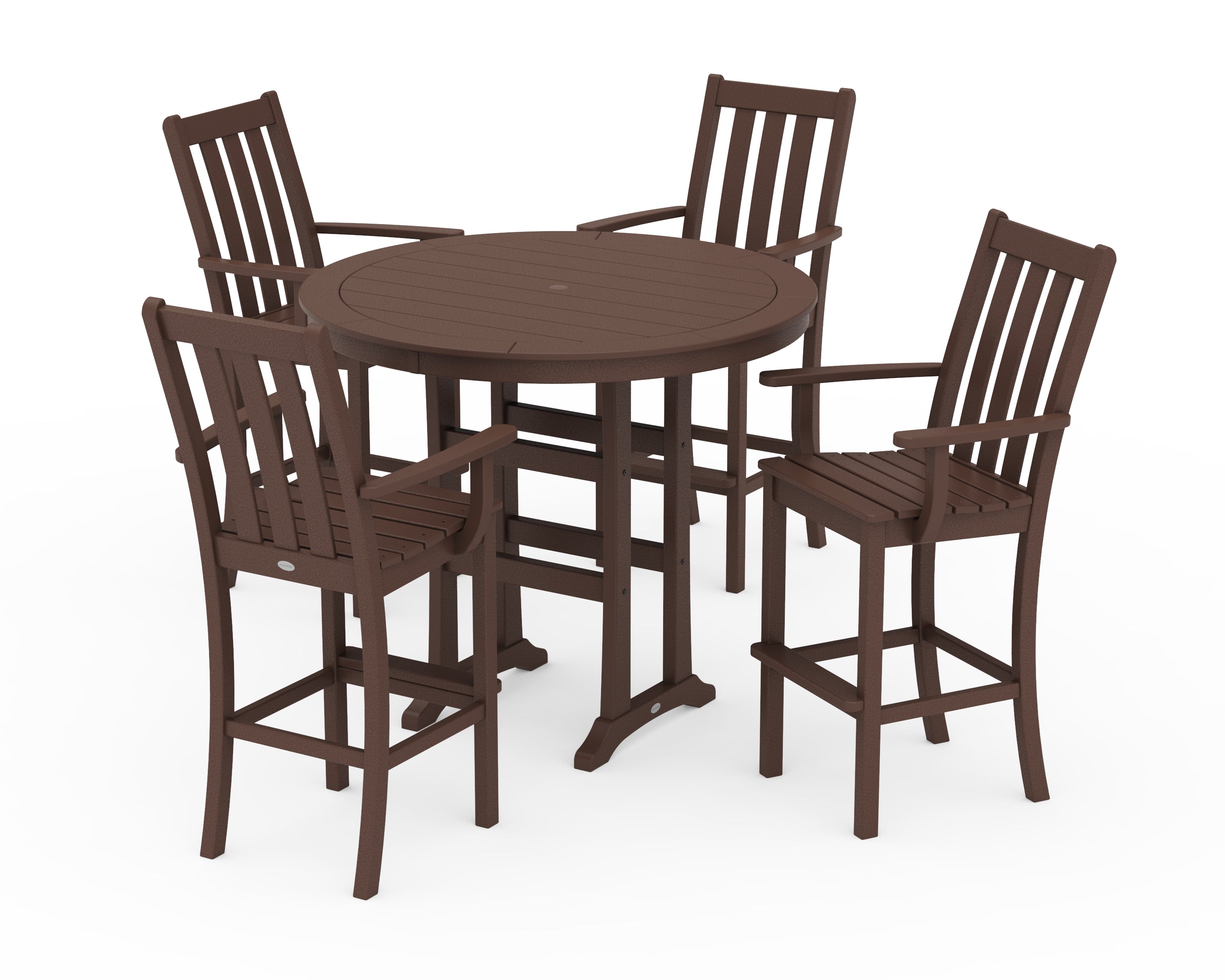 POLYWOOD Vineyard 5-Piece Round Bar Set in Mahogany