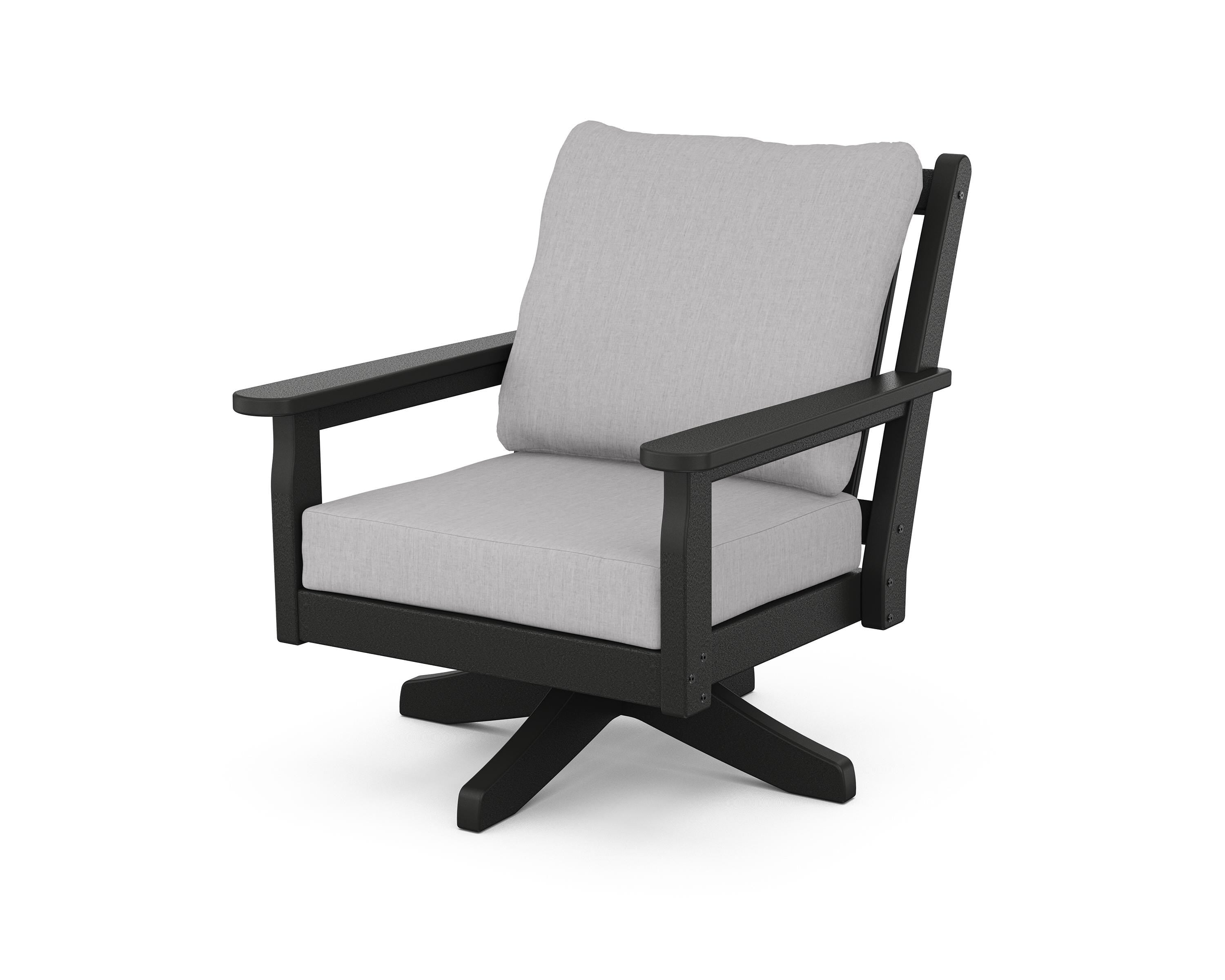 POLYWOOD Chippendale Deep Seating Swivel Chair in Black / Granite