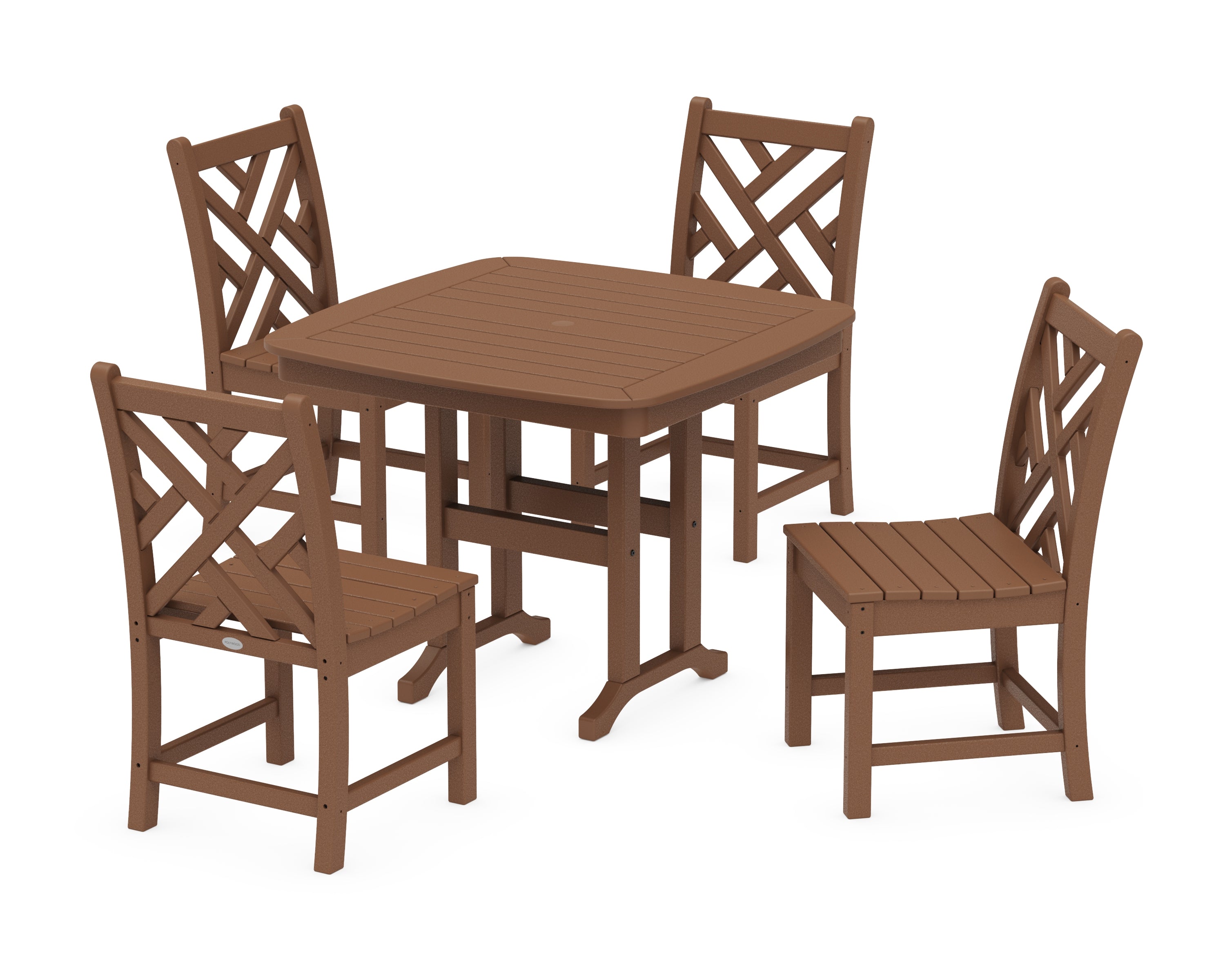 POLYWOOD Chippendale 5-Piece Side Chair Dining Set in Teak