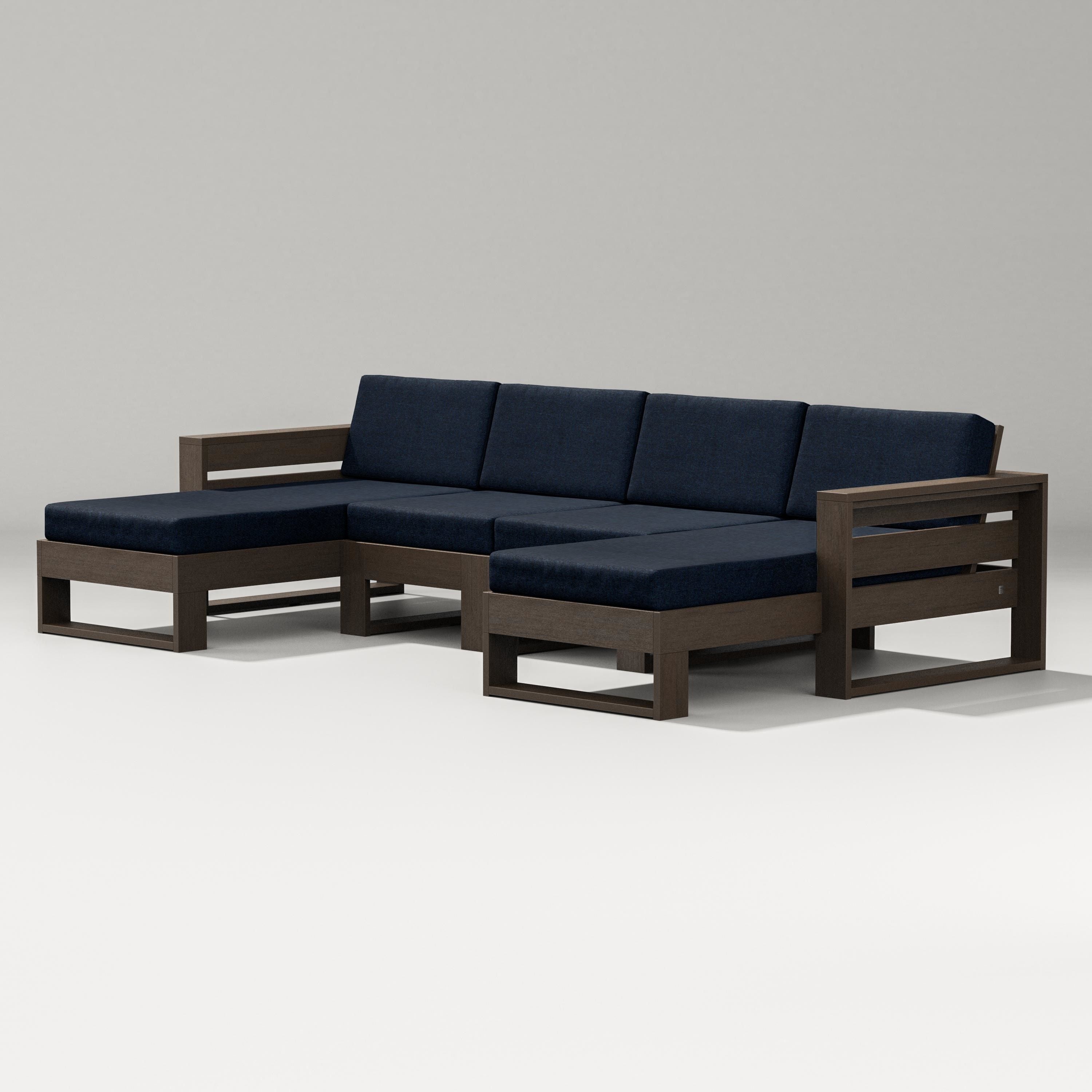 PW Designer Series Latitude Double Chaise Sectional in Kona / Marine Indigo