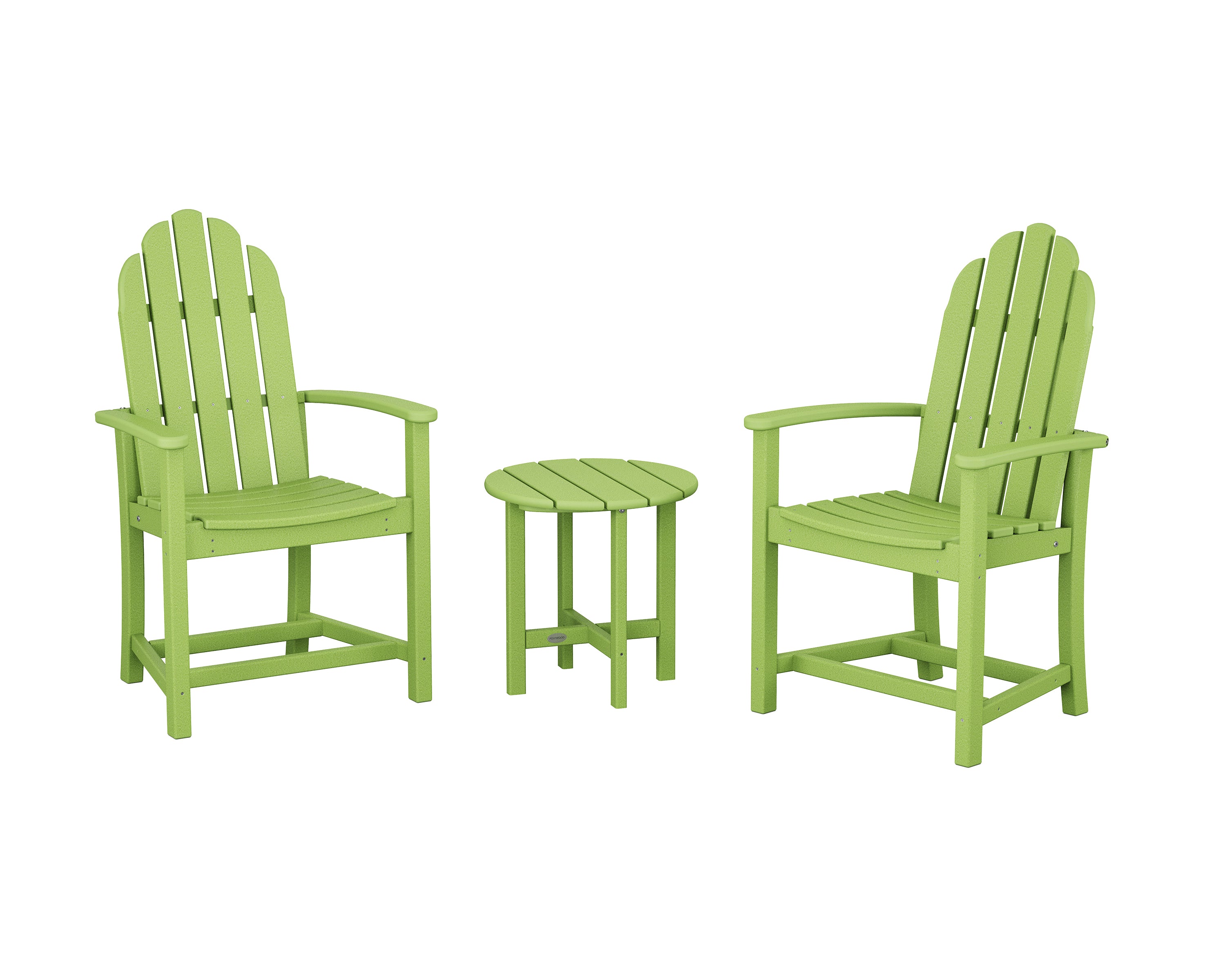 POLYWOOD Classic 3-Piece Upright Adirondack Chair Set in Lime