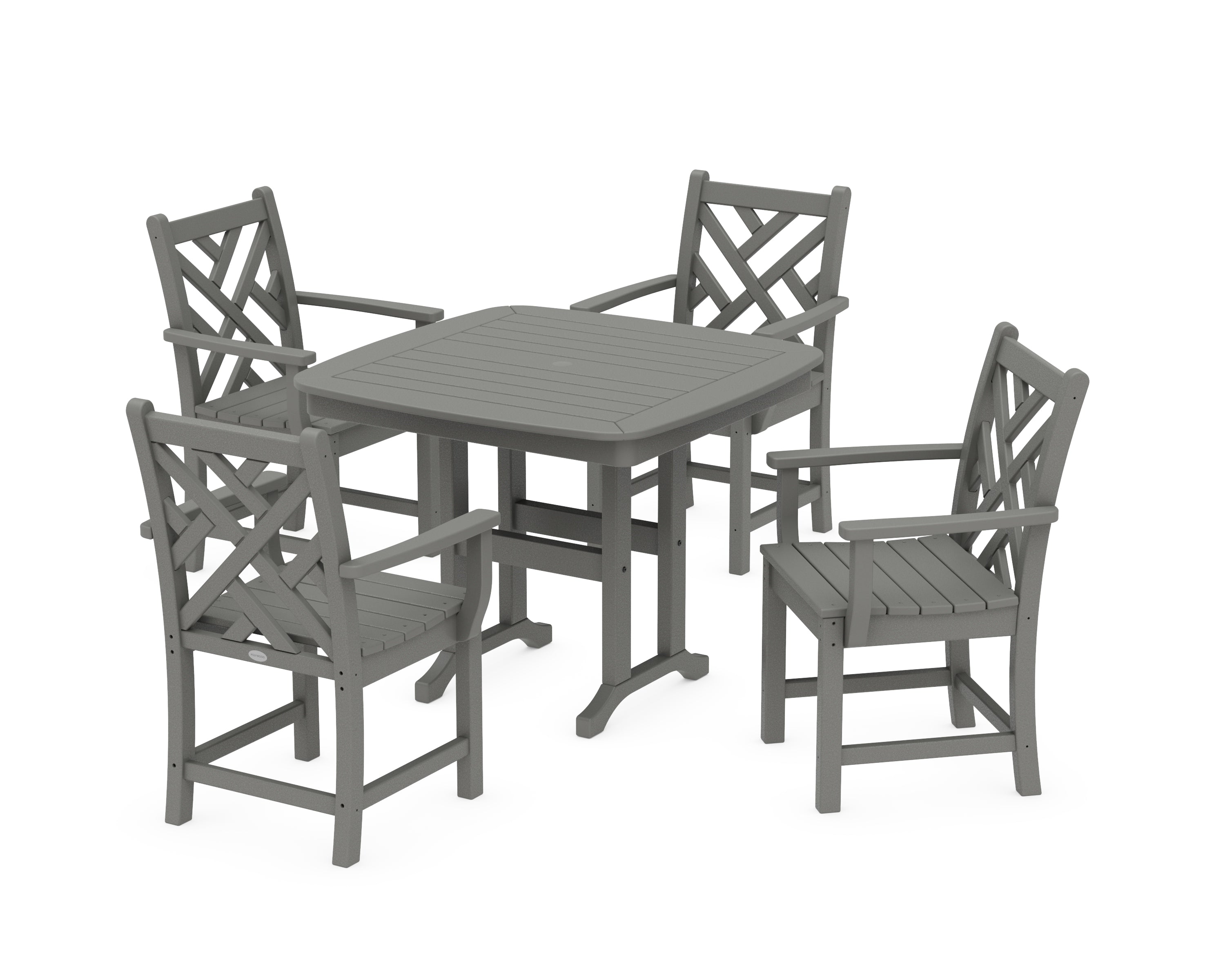 POLYWOOD Chippendale 5-Piece Dining Set in Slate Grey