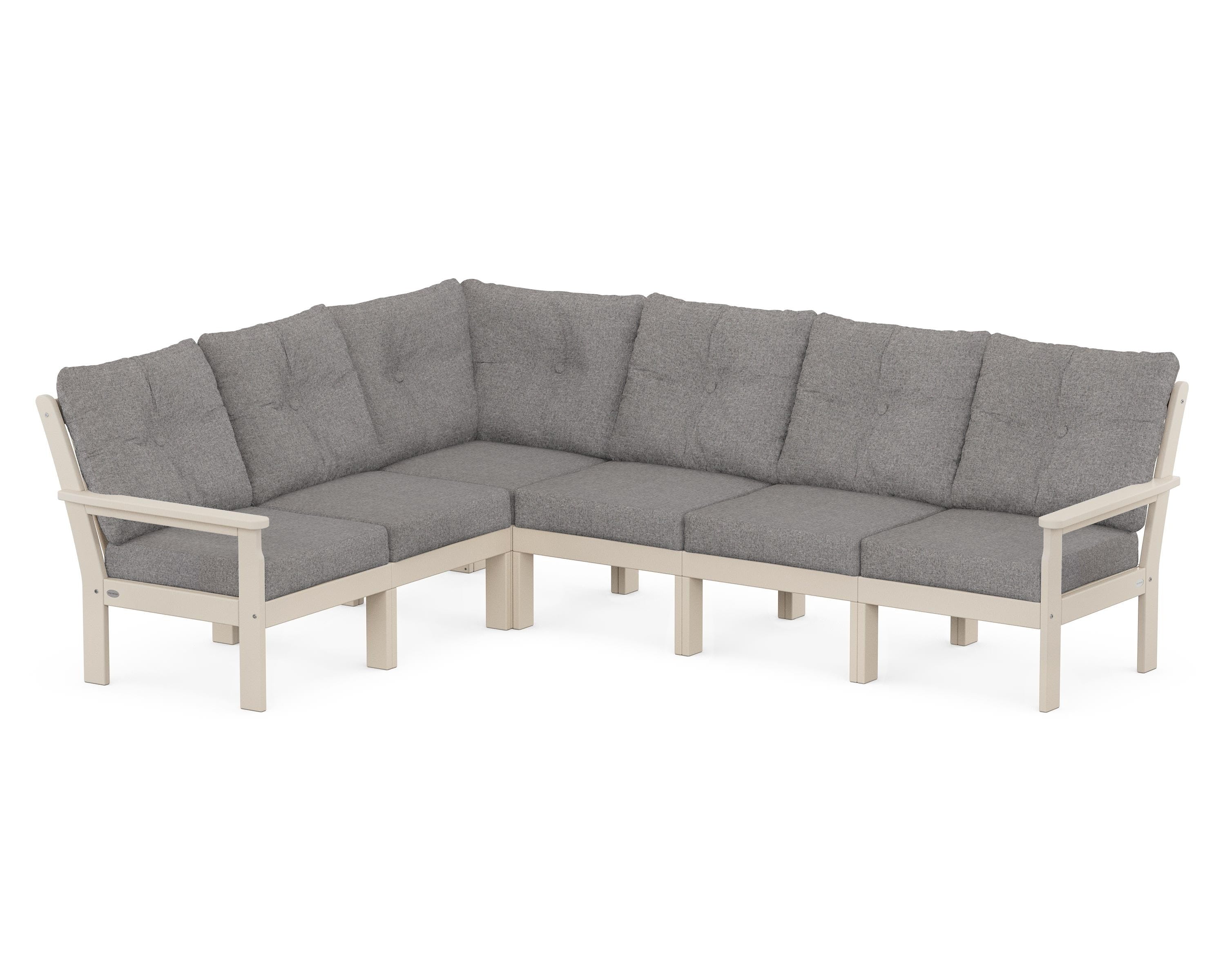 POLYWOOD Vineyard 6-Piece Sectional in Sand / Grey Mist