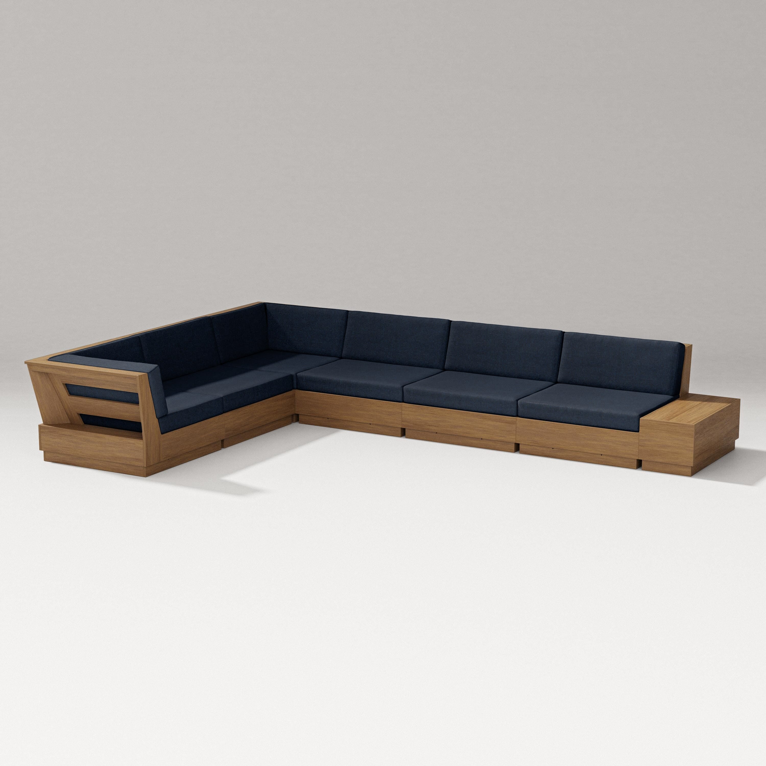 PW Designer Series Elevate 7-Piece Corner Sectional in Natural / Marine Indigo