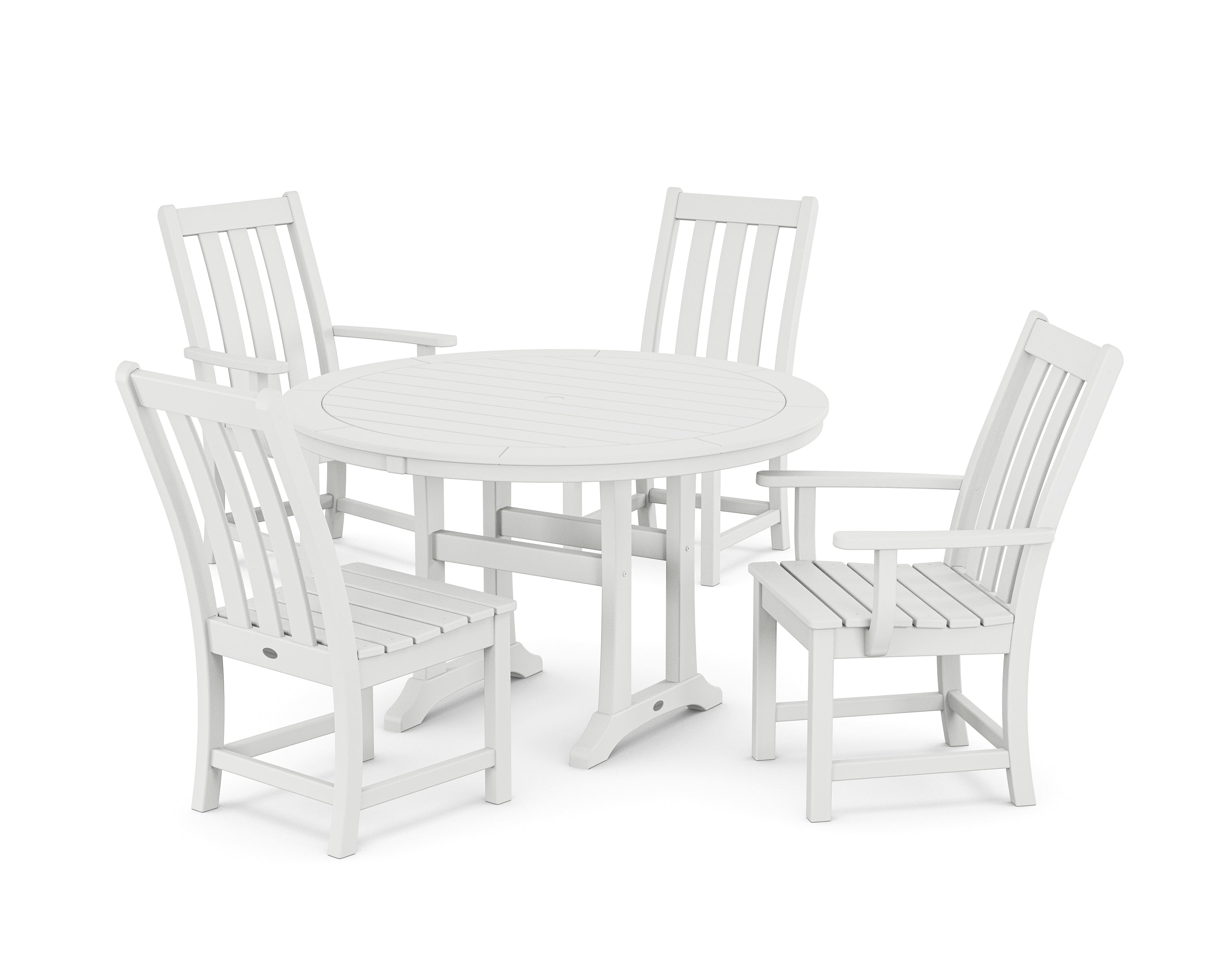 POLYWOOD® Vineyard 5-Piece Nautical Trestle Dining Set in White