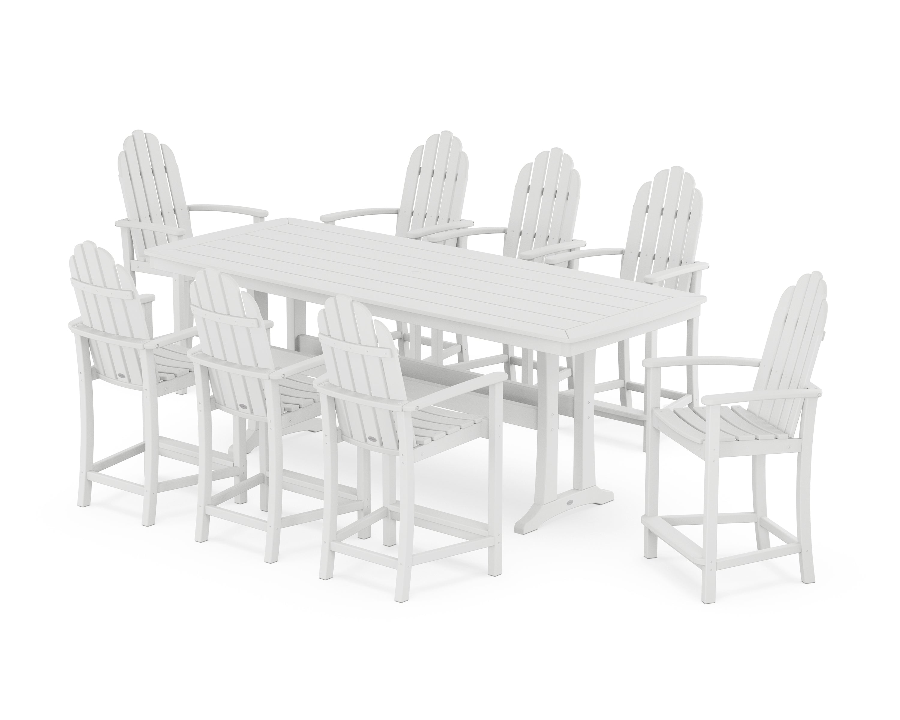 POLYWOOD Classic Adirondack 9-Piece Counter Set with Trestle Legs in White