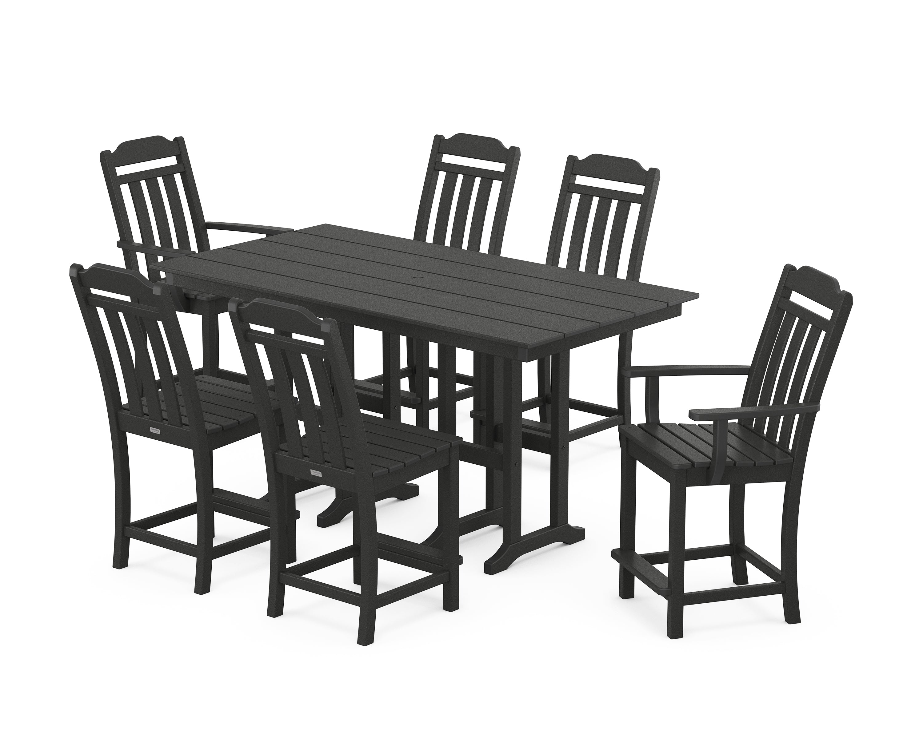 POLYWOOD Country Living 7-Piece Farmhouse Counter Set in Black