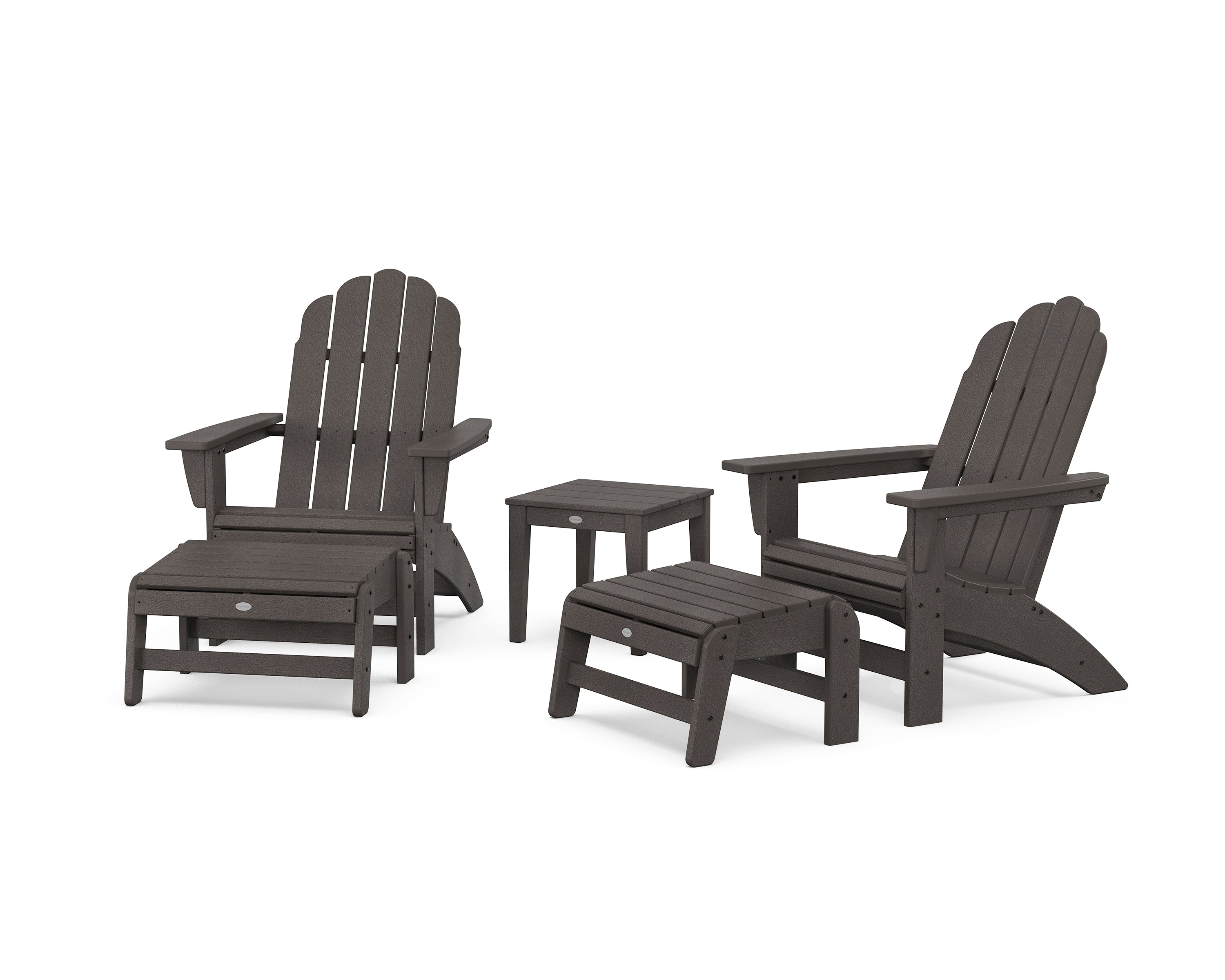 POLYWOOD 5-Piece Vineyard Grand Adirondack Set in Vintage Coffee
