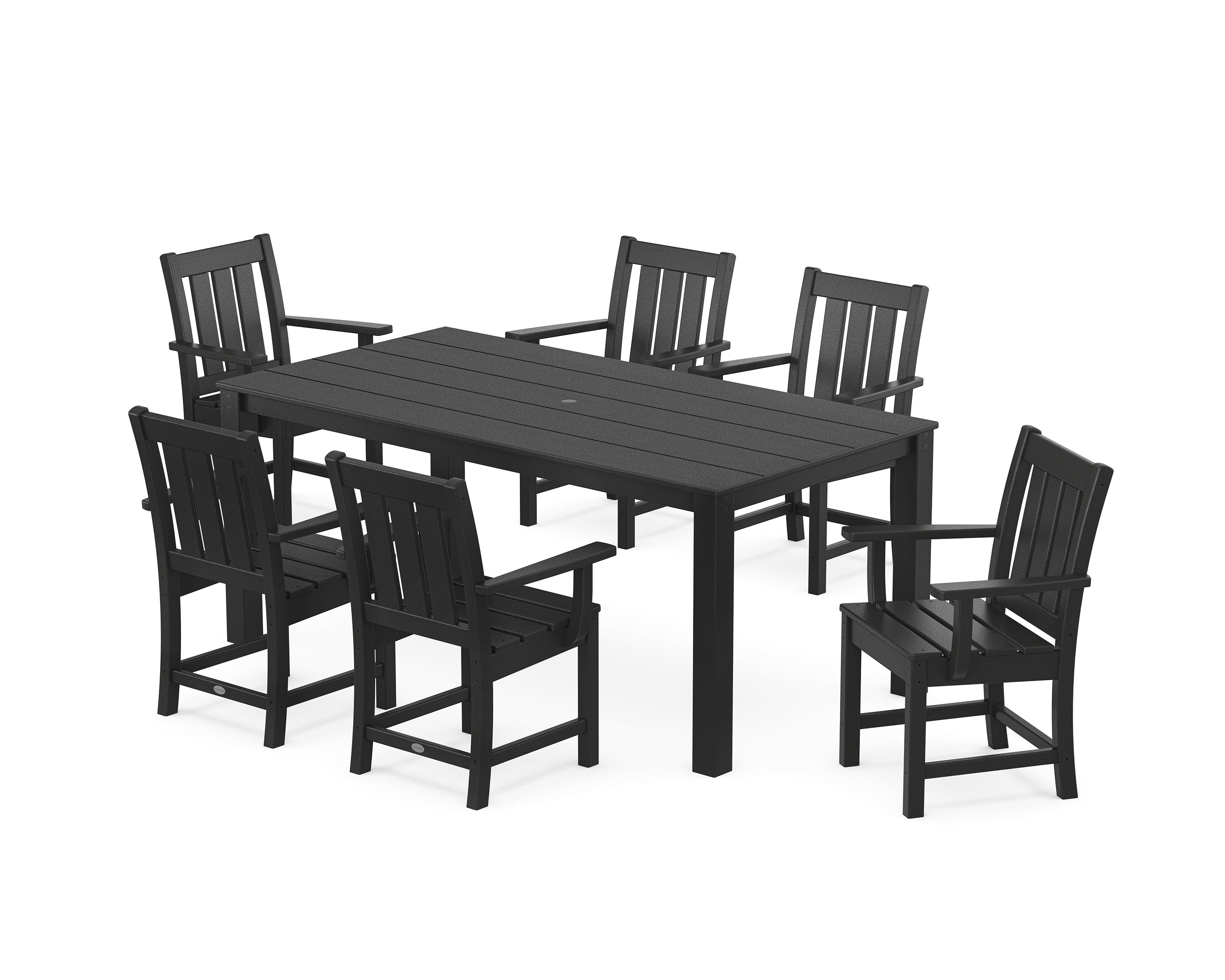 POLYWOOD Oxford Arm Chair 7-Piece Parsons Dining Set in Black