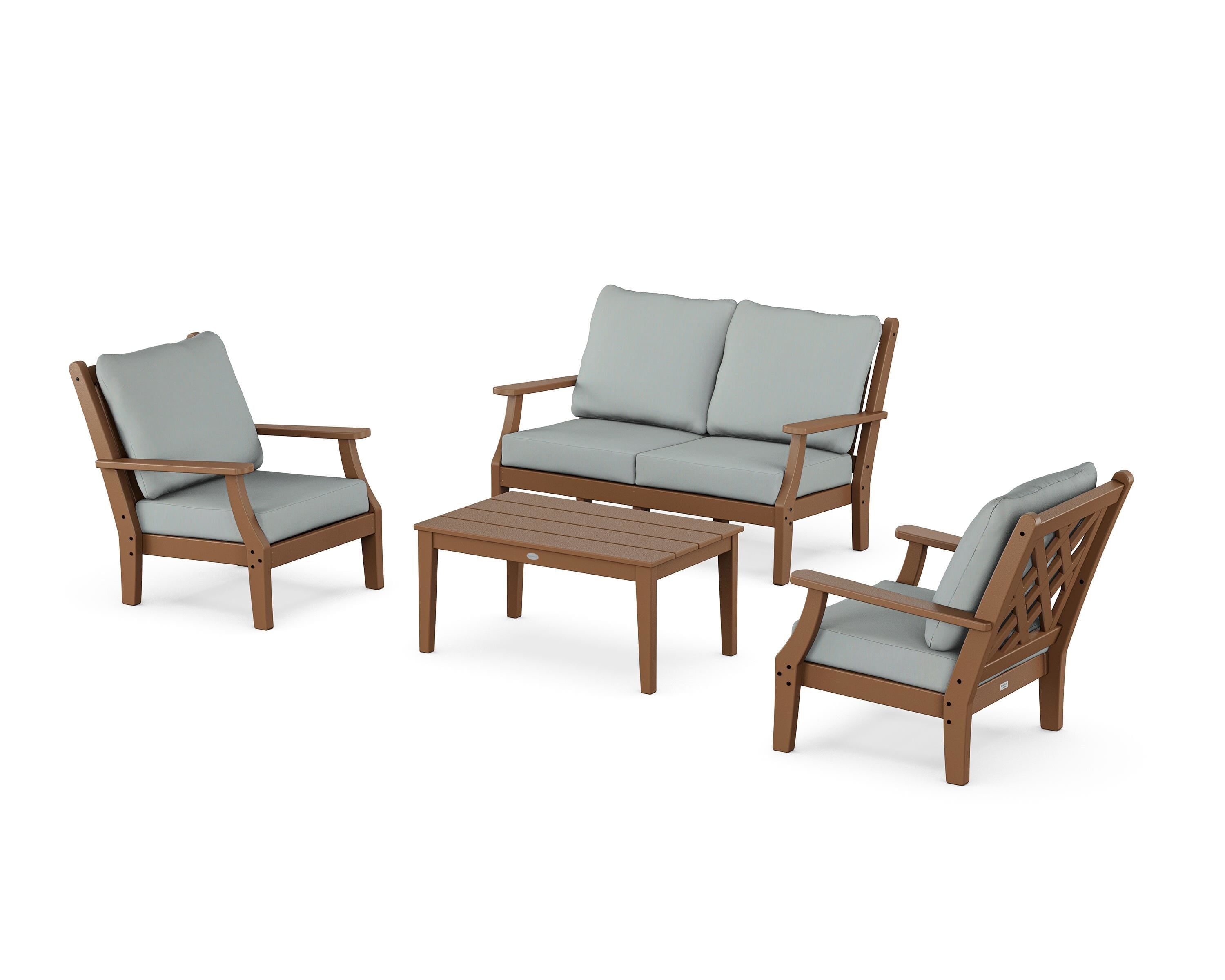 Country Living Wovendale 4-Piece Deep Seating Set with Loveseat in Teak / Spa