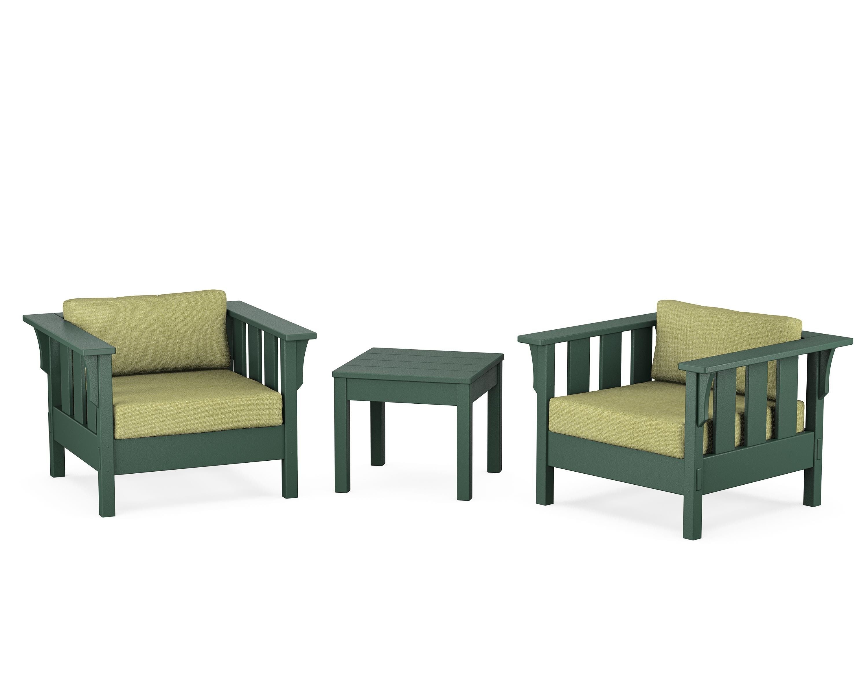 Martha Stewart by POLYWOOD Acadia 3-Piece Deep Seating Set in Green / Chartreuse Boucle