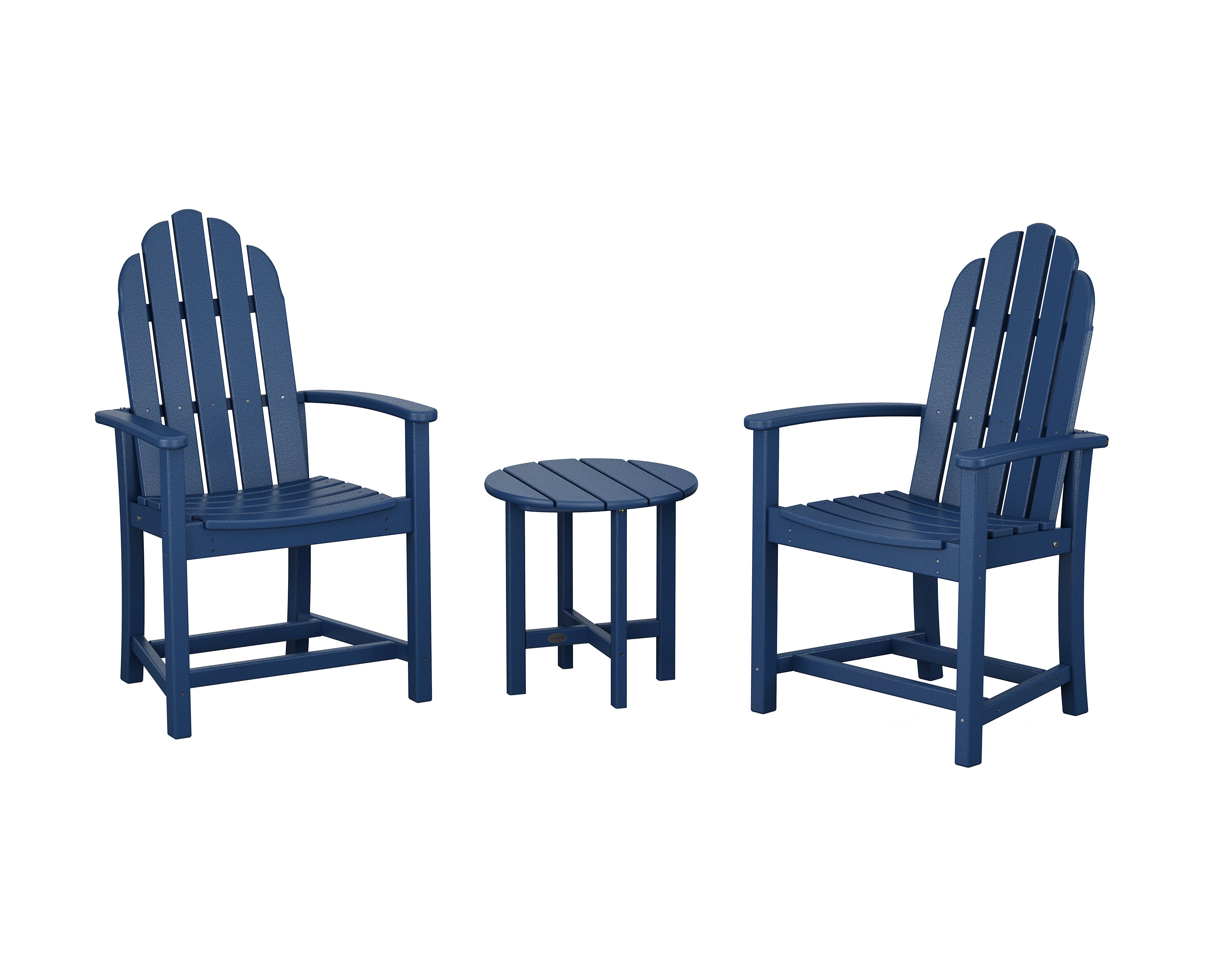 POLYWOOD Classic 3-Piece Upright Adirondack Chair Set in Navy
