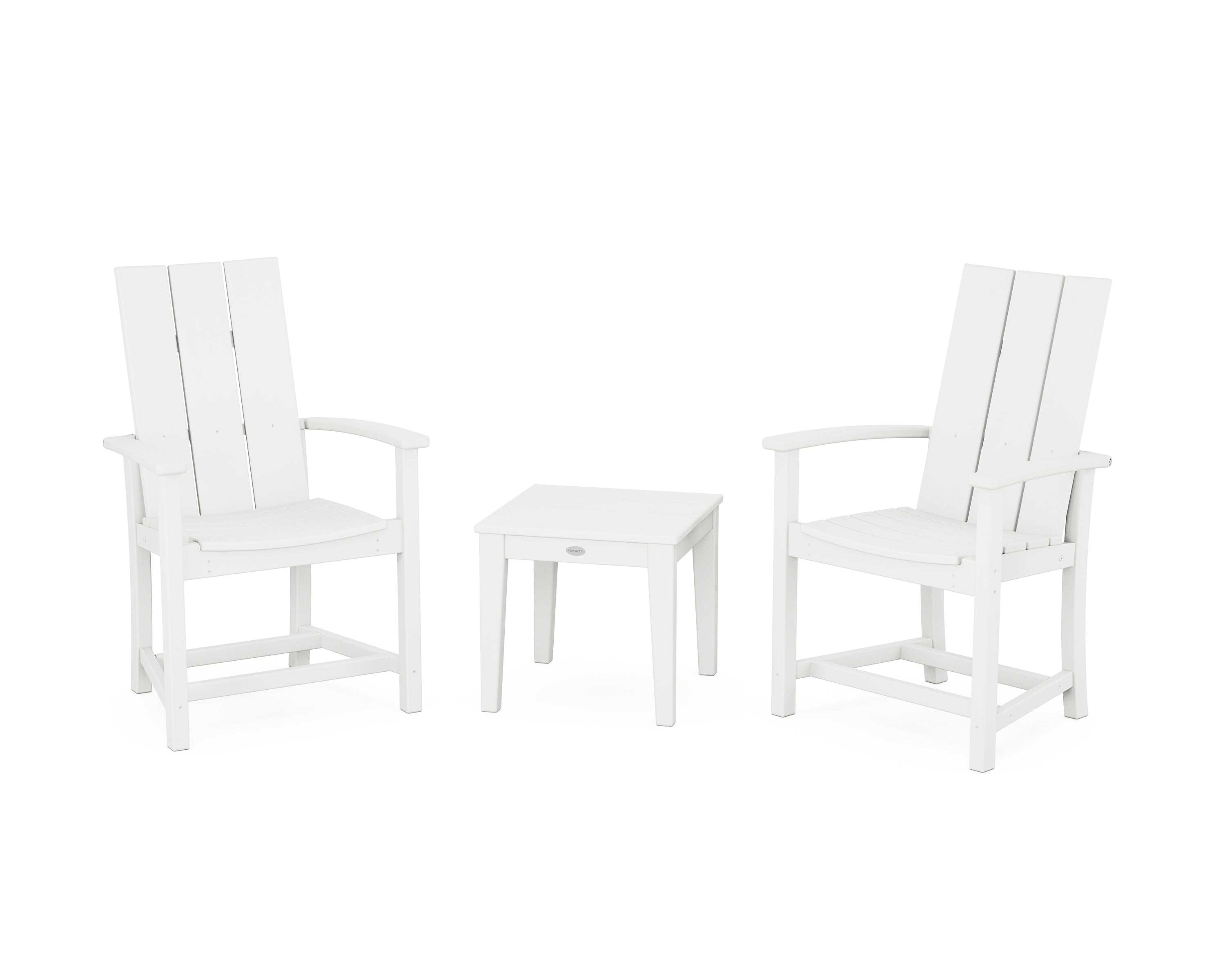 POLYWOOD Modern 3-Piece Upright Adirondack Chair Set in White