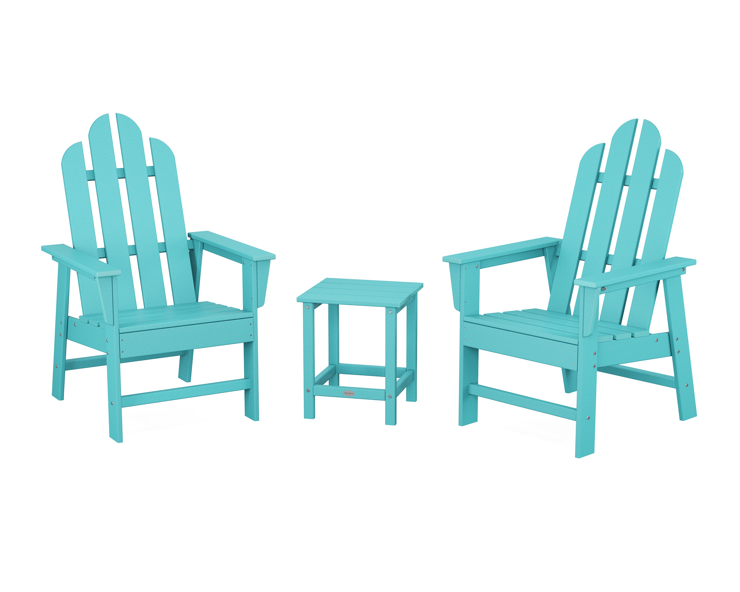 POLYWOOD Long Island 3-Piece Upright Adirondack Chair Set in Aruba