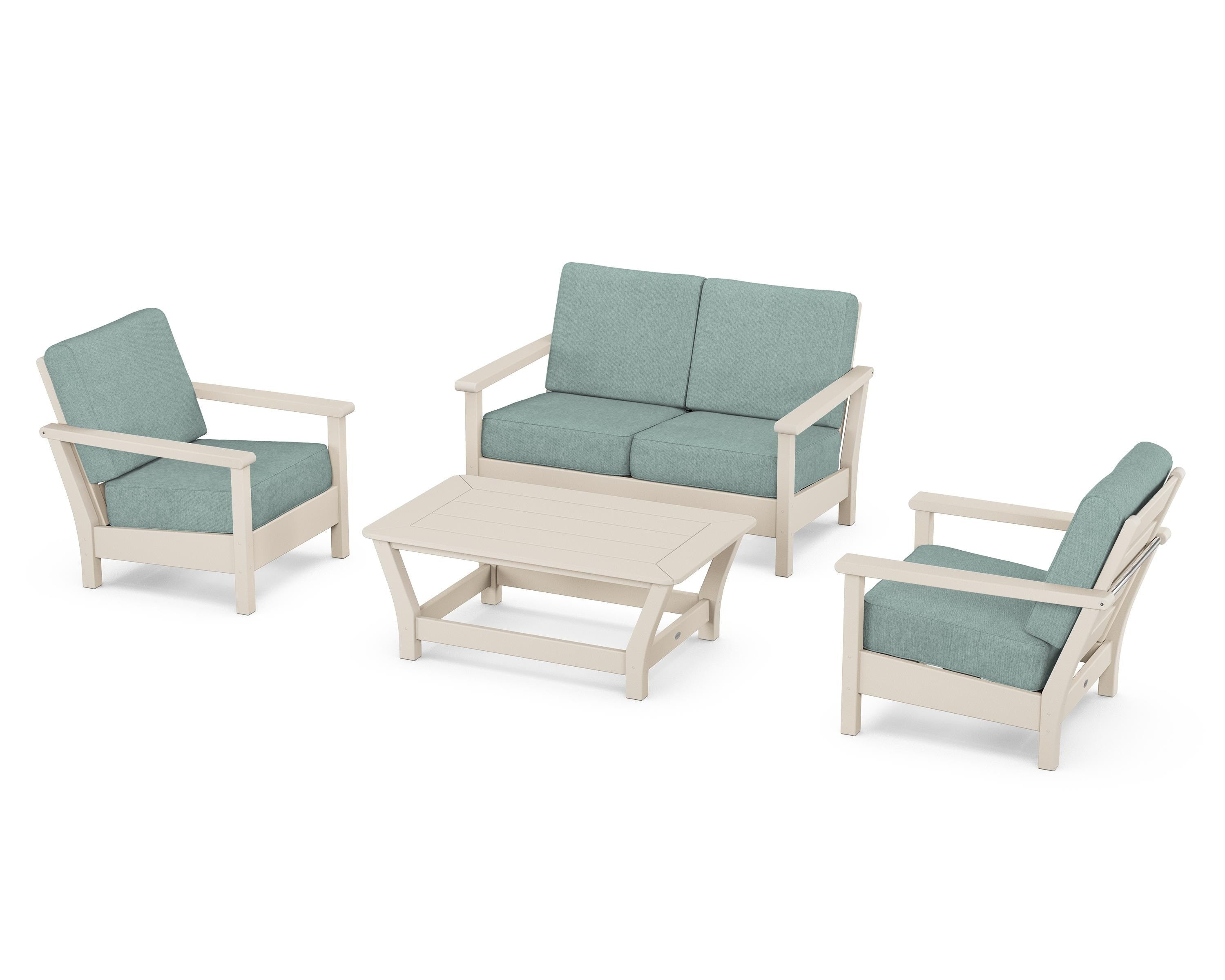 POLYWOOD Harbour 4-Piece Deep Seating Set in Sand / Glacier Spa