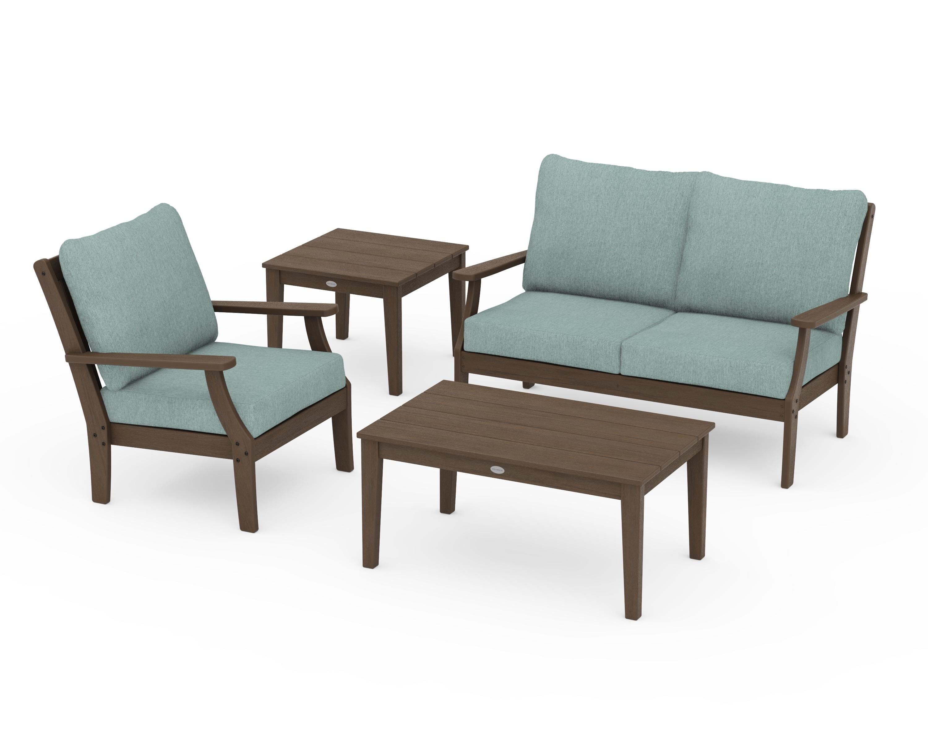 POLYWOOD Braxton 4-Piece Deep Seating Set in Kona / Glacier Spa