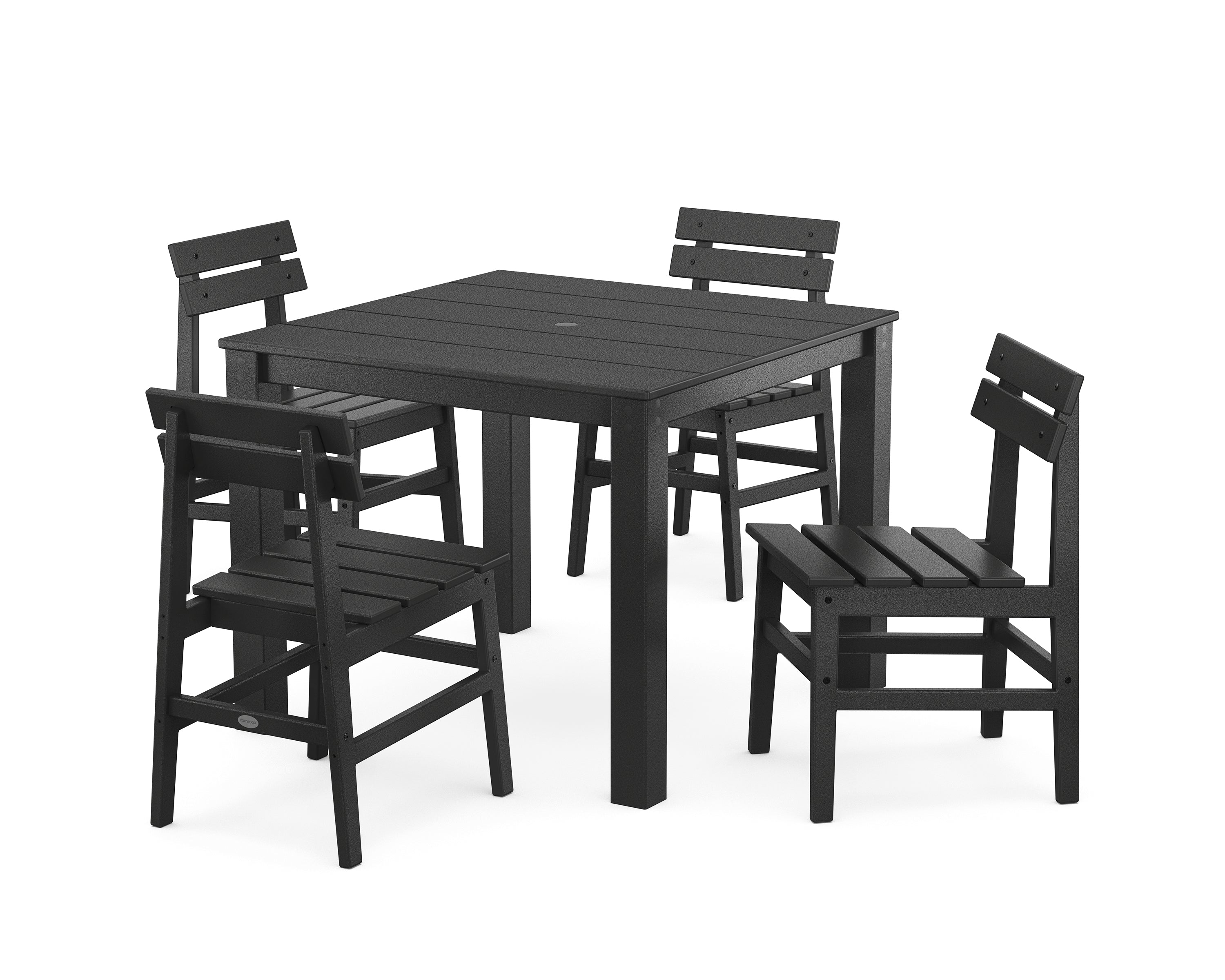 POLYWOOD Modern Studio Plaza Chair 5-Piece Parsons Dining Set in Black