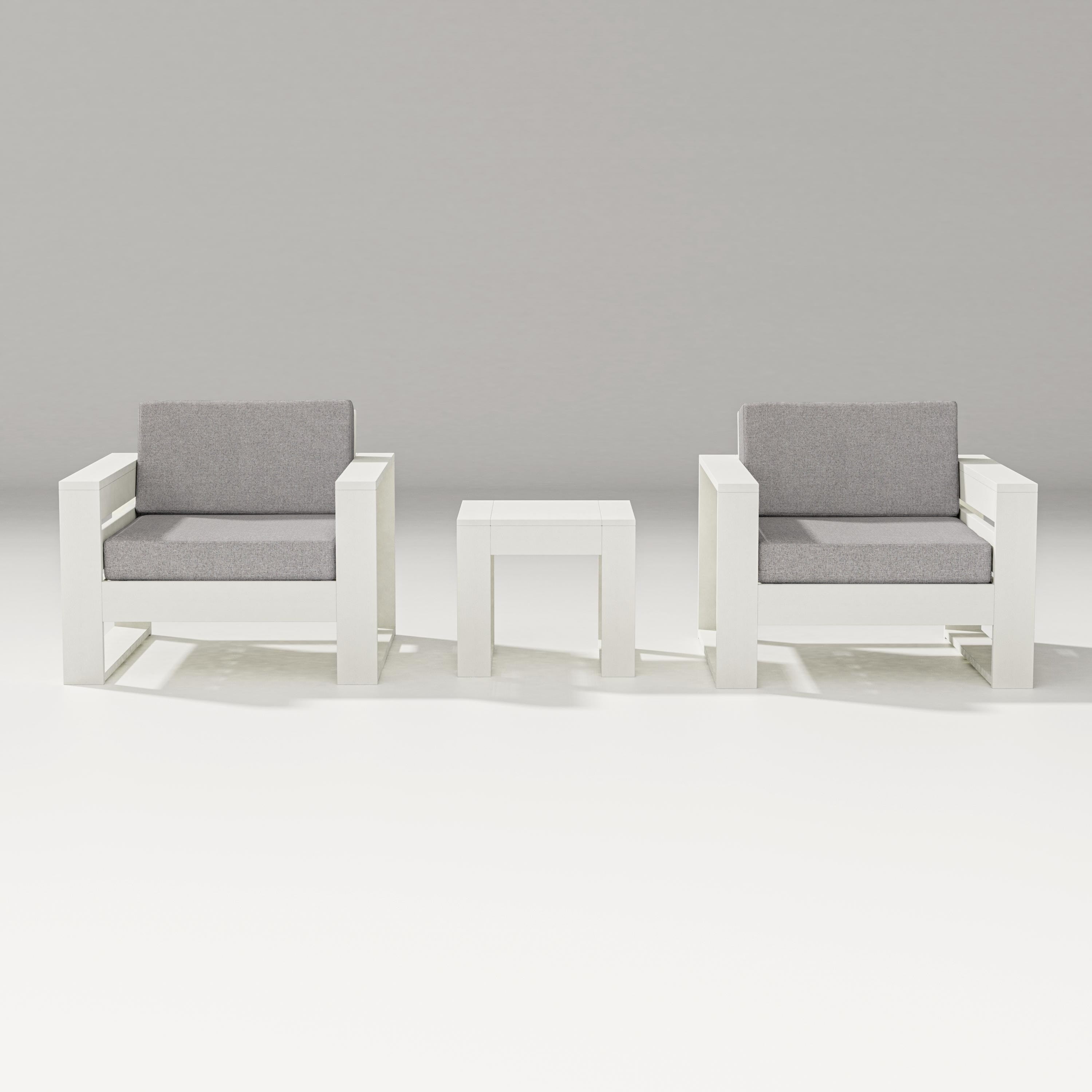 PW Designer Series Latitude 3-Piece Lounge Chair Set in Vintage White / Grey Mist