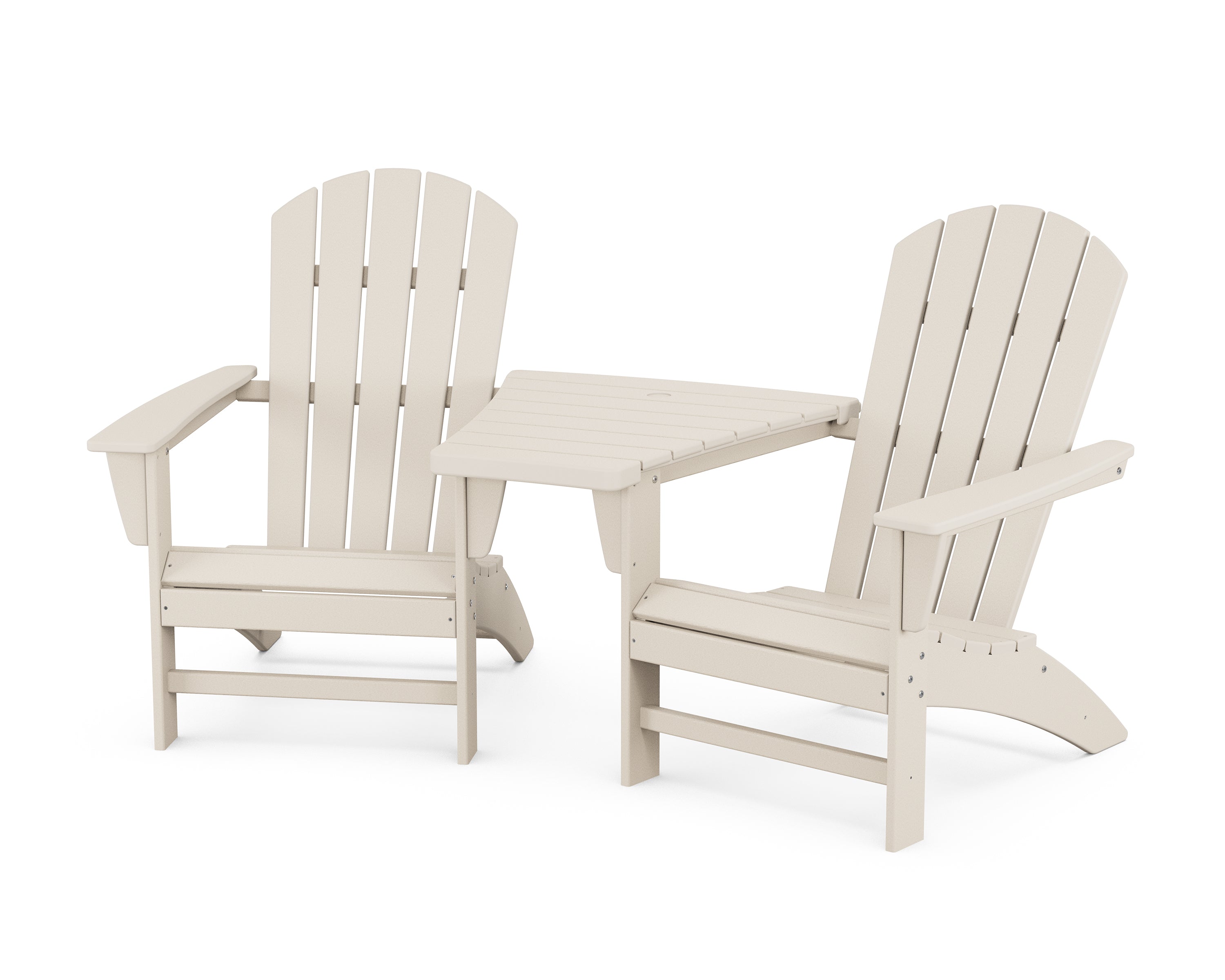 POLYWOOD Nautical 3-Piece Adirondack Set with Angled Connecting Table in Sand
