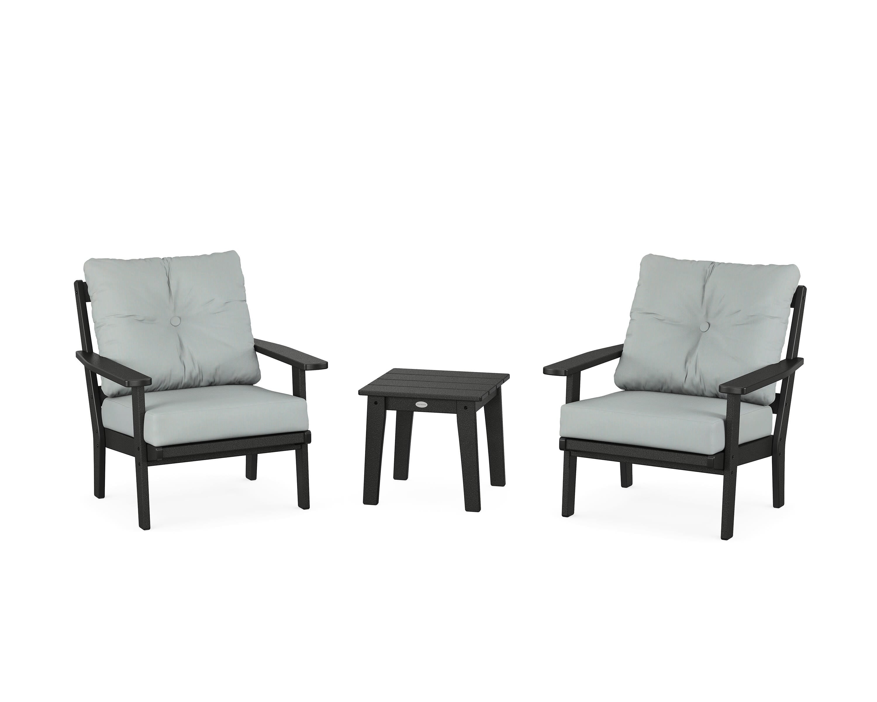 POLYWOOD Oxford 3-Piece Deep Seating Set in Black / Spa