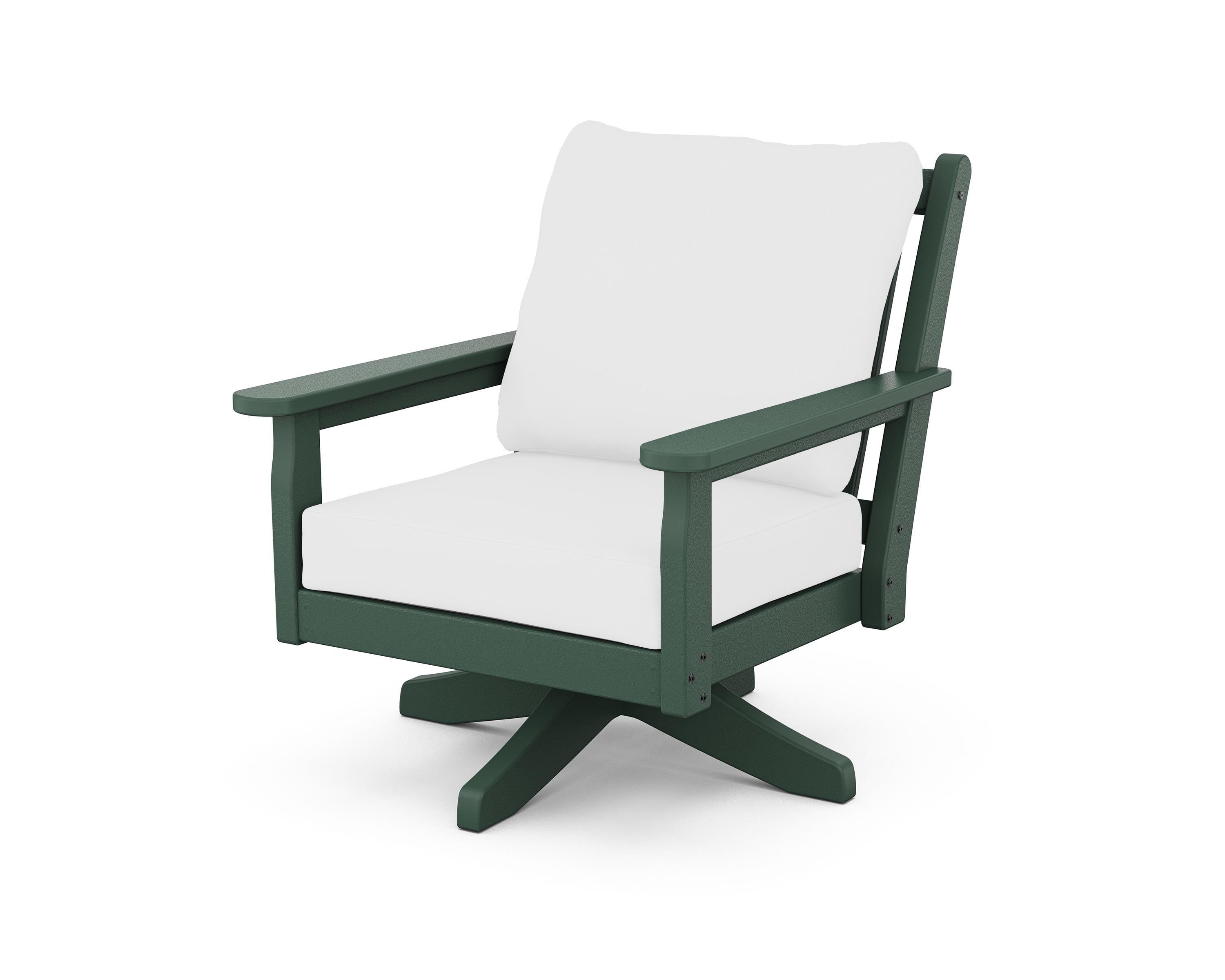 POLYWOOD Chippendale Deep Seating Swivel Chair in Green / Natural