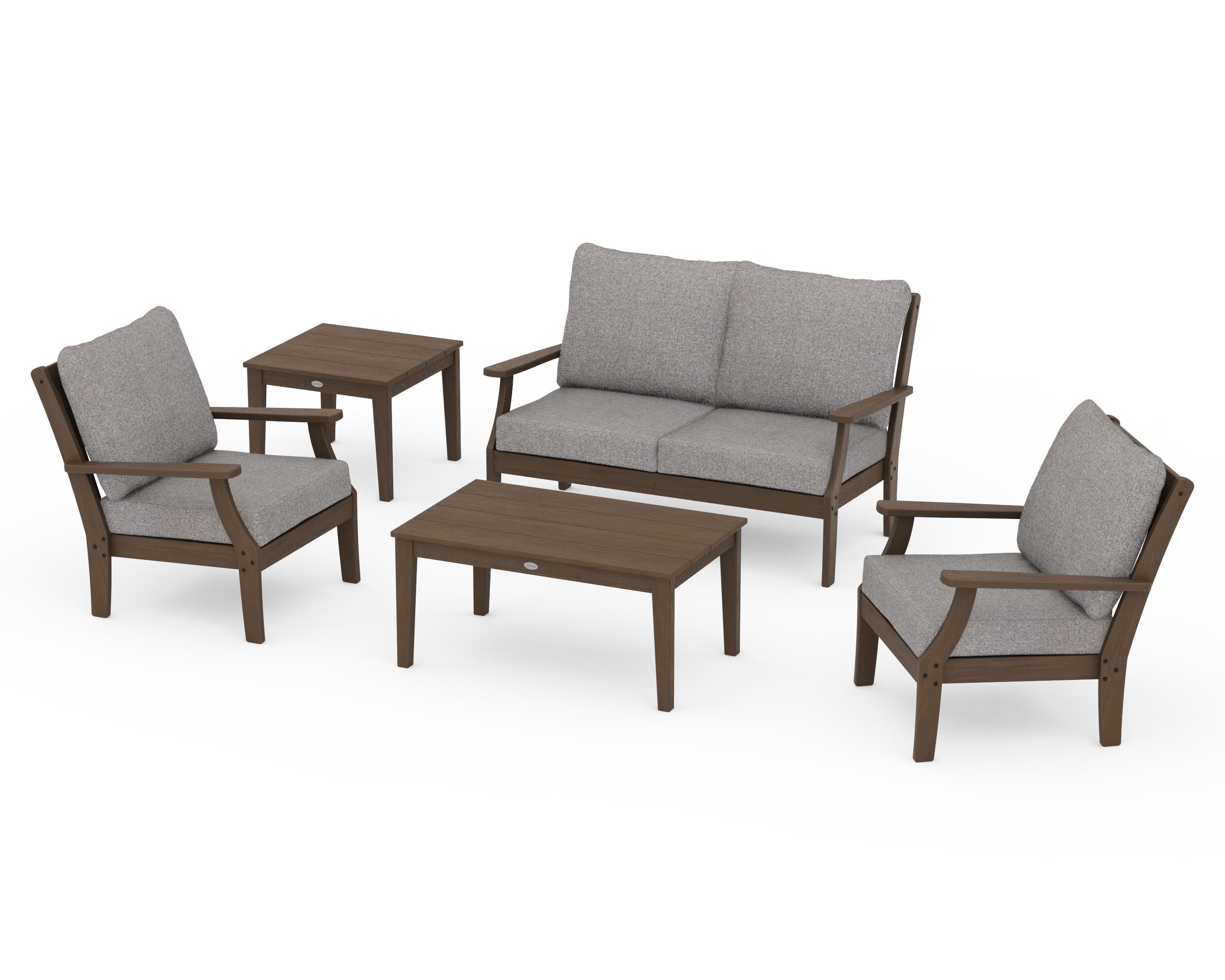 POLYWOOD Braxton 5-Piece Deep Seating Set in Kona / Grey Mist