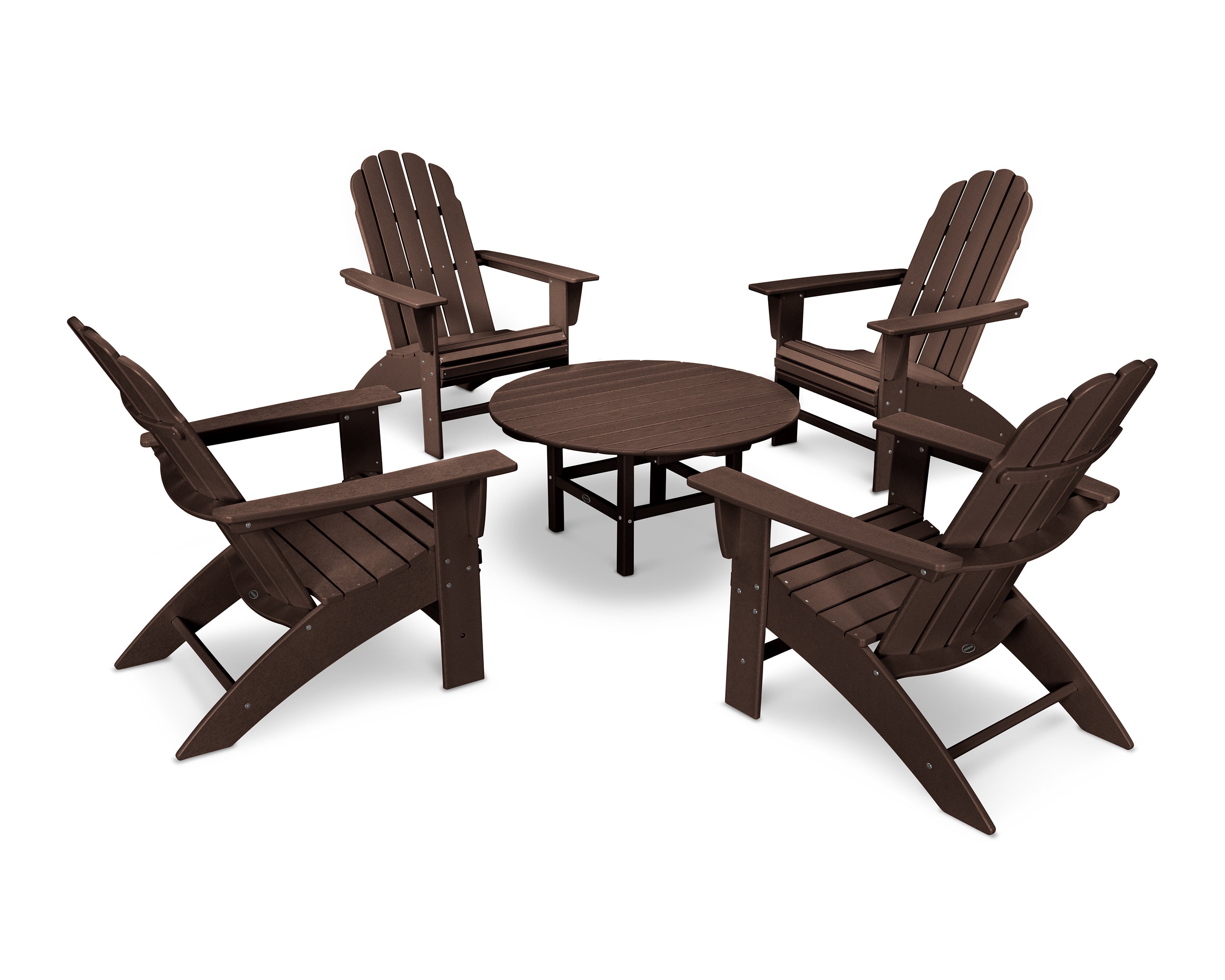 POLYWOOD Vineyard 5-Piece Oversized Adirondack Set in Mahogany