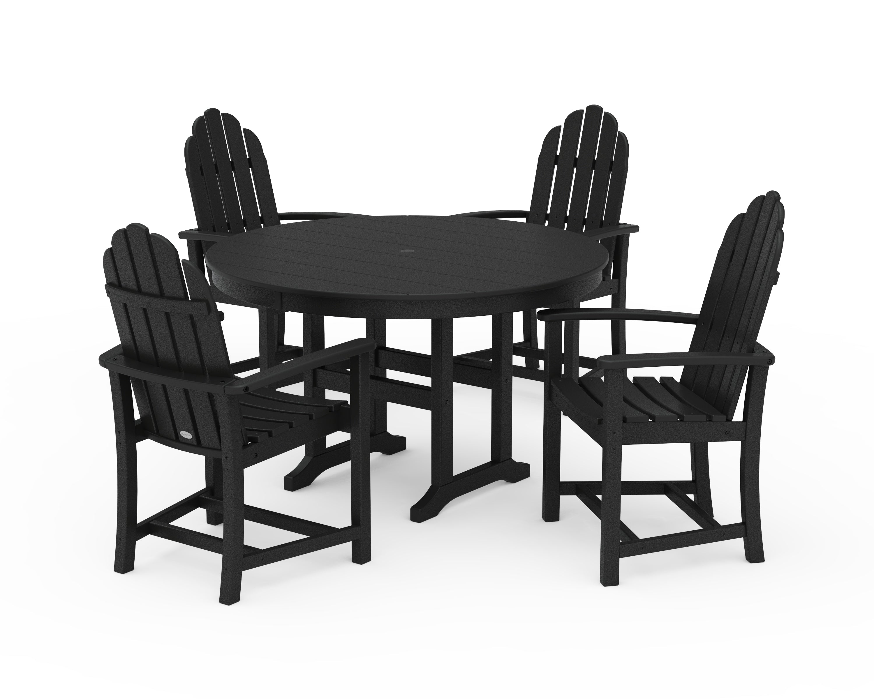 POLYWOOD Classic Adirondack 5-Piece Round Farmhouse Dining Set in Black