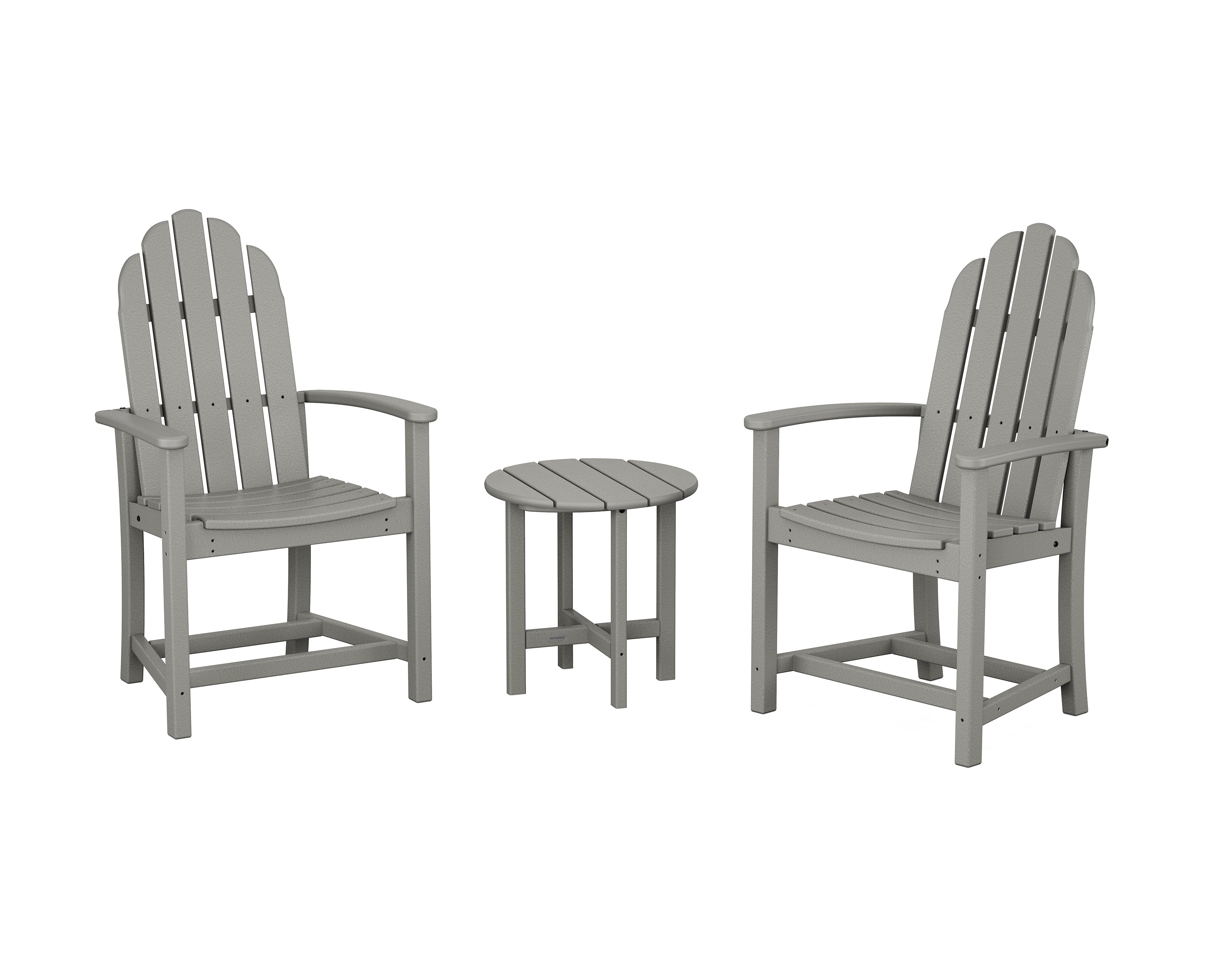 POLYWOOD Classic 3-Piece Upright Adirondack Chair Set in Slate Grey