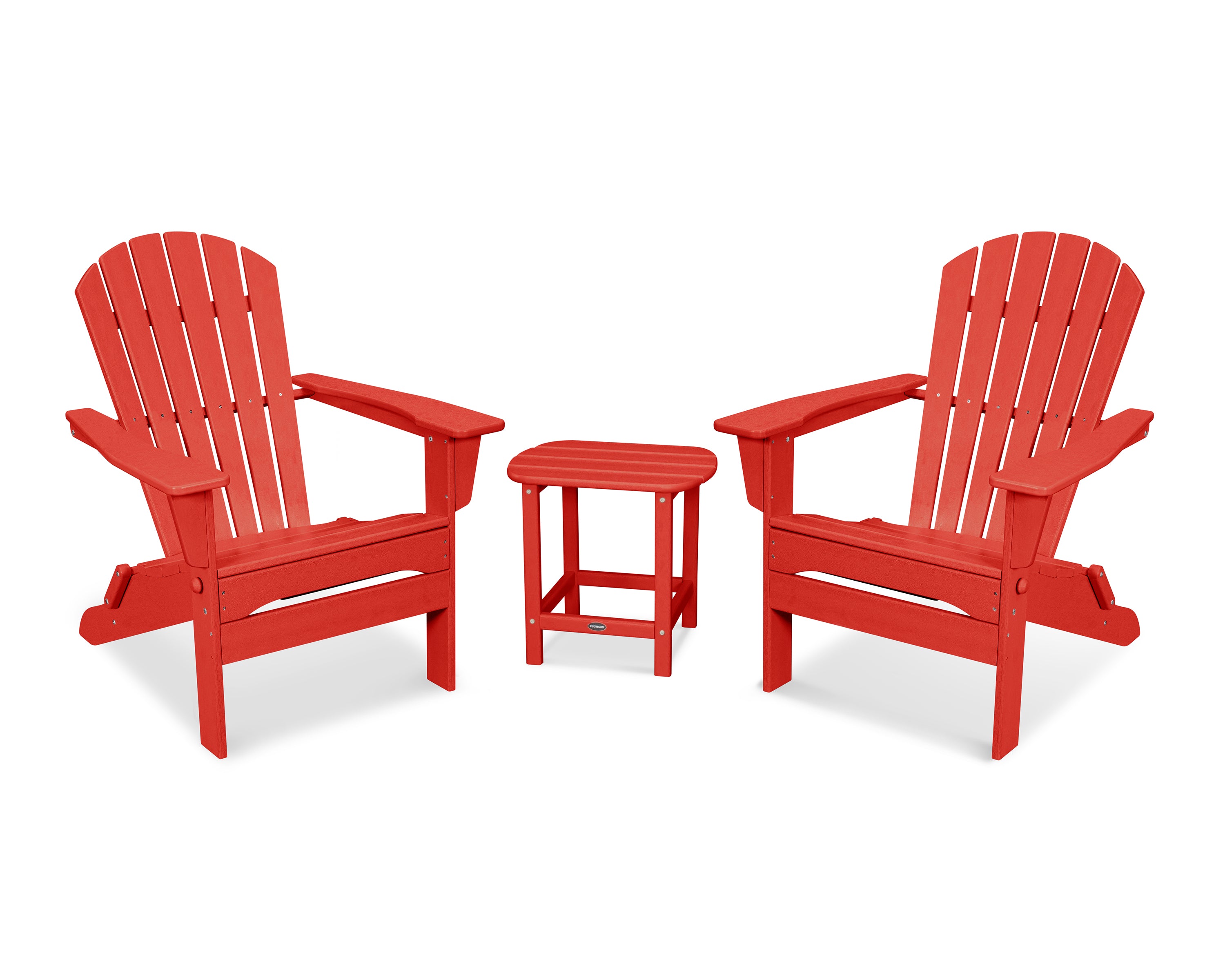 POLYWOOD South Beach 3-Piece Folding Adirondack Set in Sunset Red