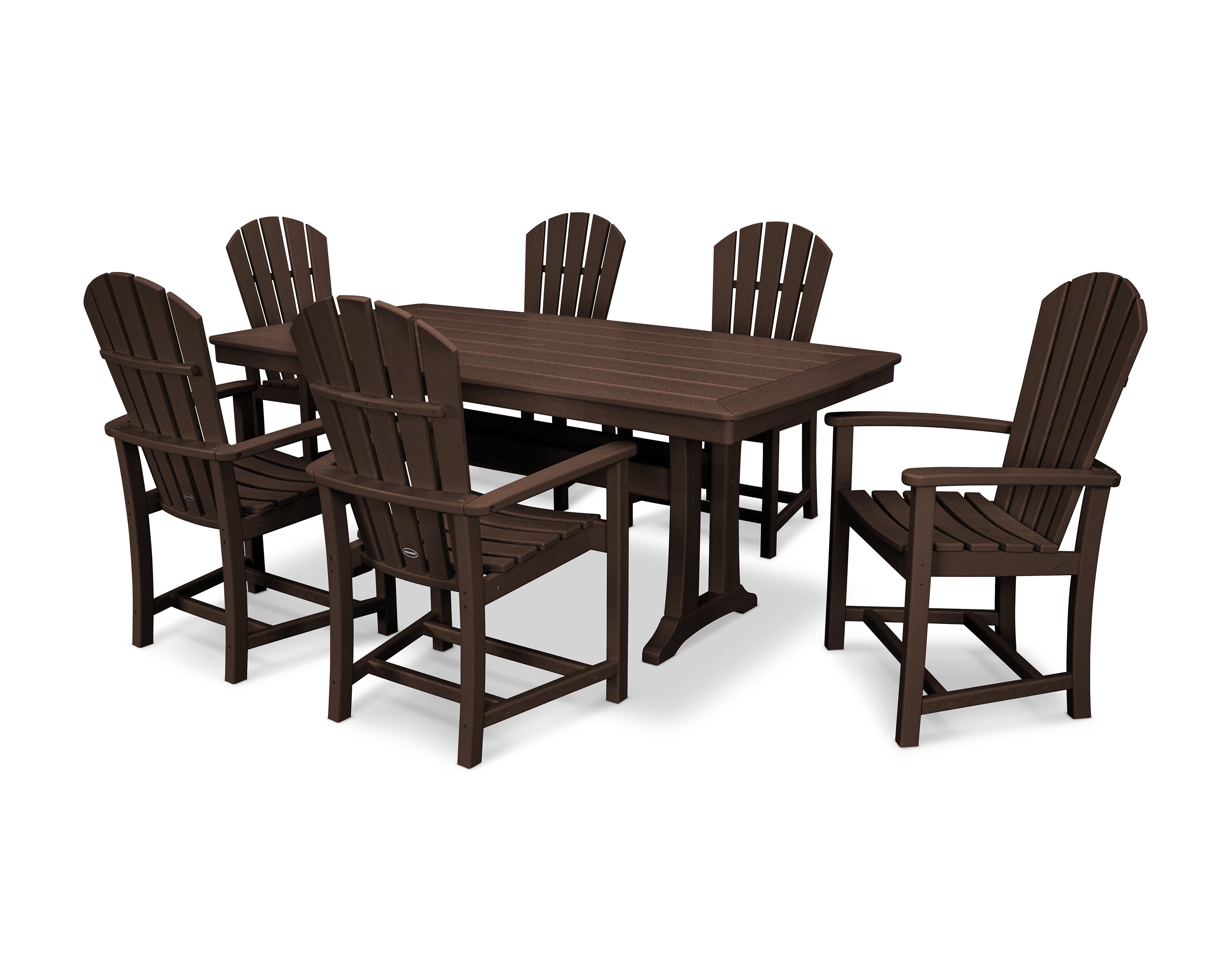 POLYWOOD Palm Coast 7-Piece Dining Set with Trestle Legs in Mahogany