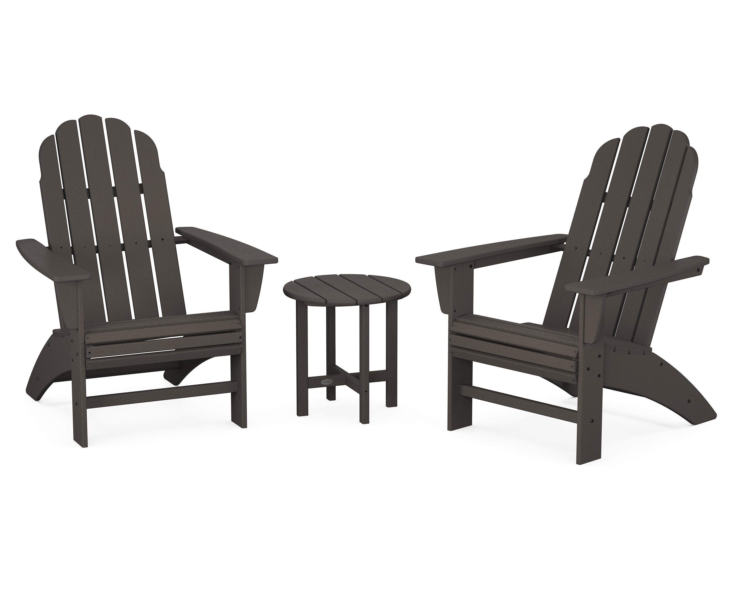 POLYWOOD Vineyard 3-Piece Curveback Adirondack Set in Vintage Coffee