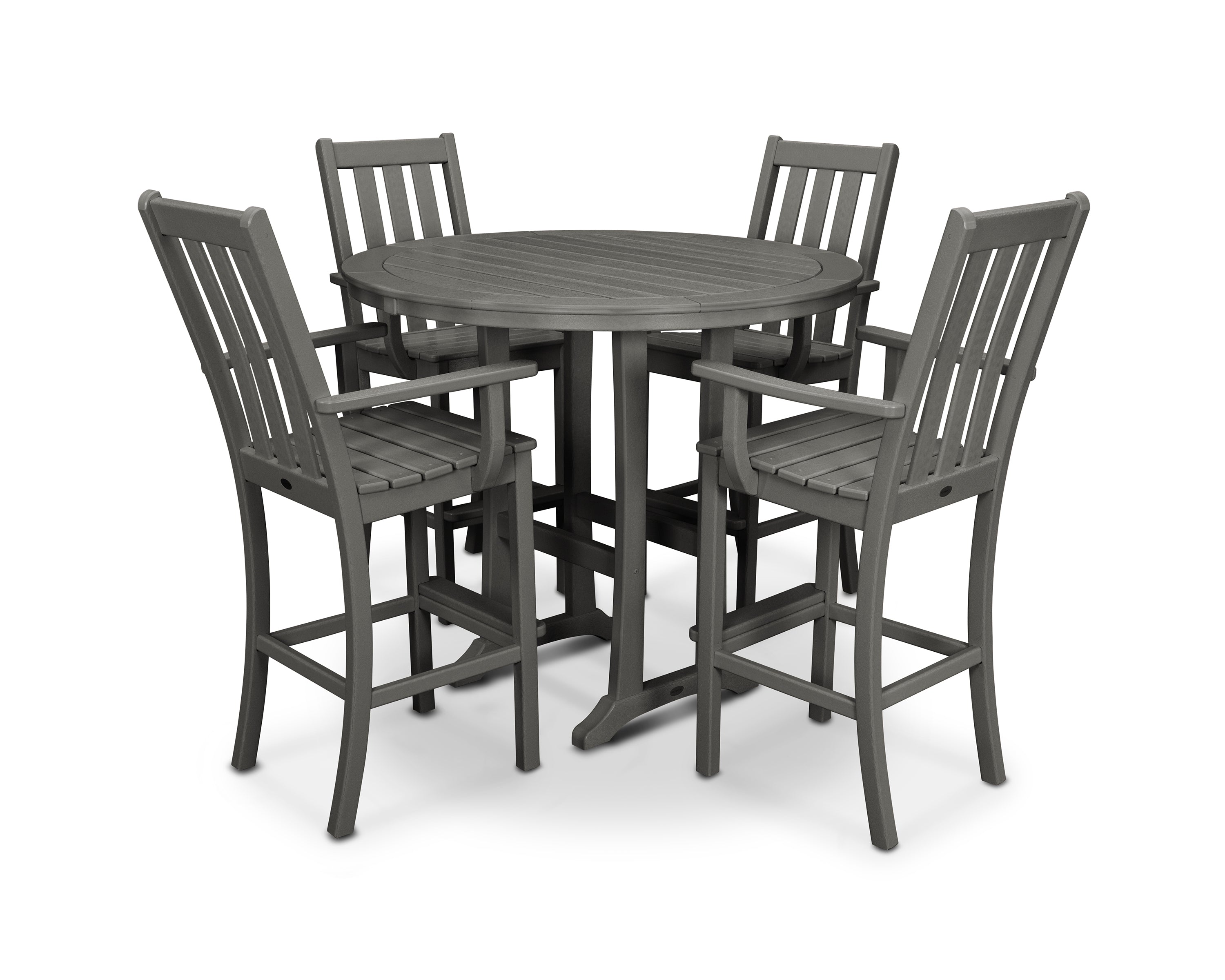 POLYWOOD® Vineyard 5-Piece Round Bar Set in Slate Grey