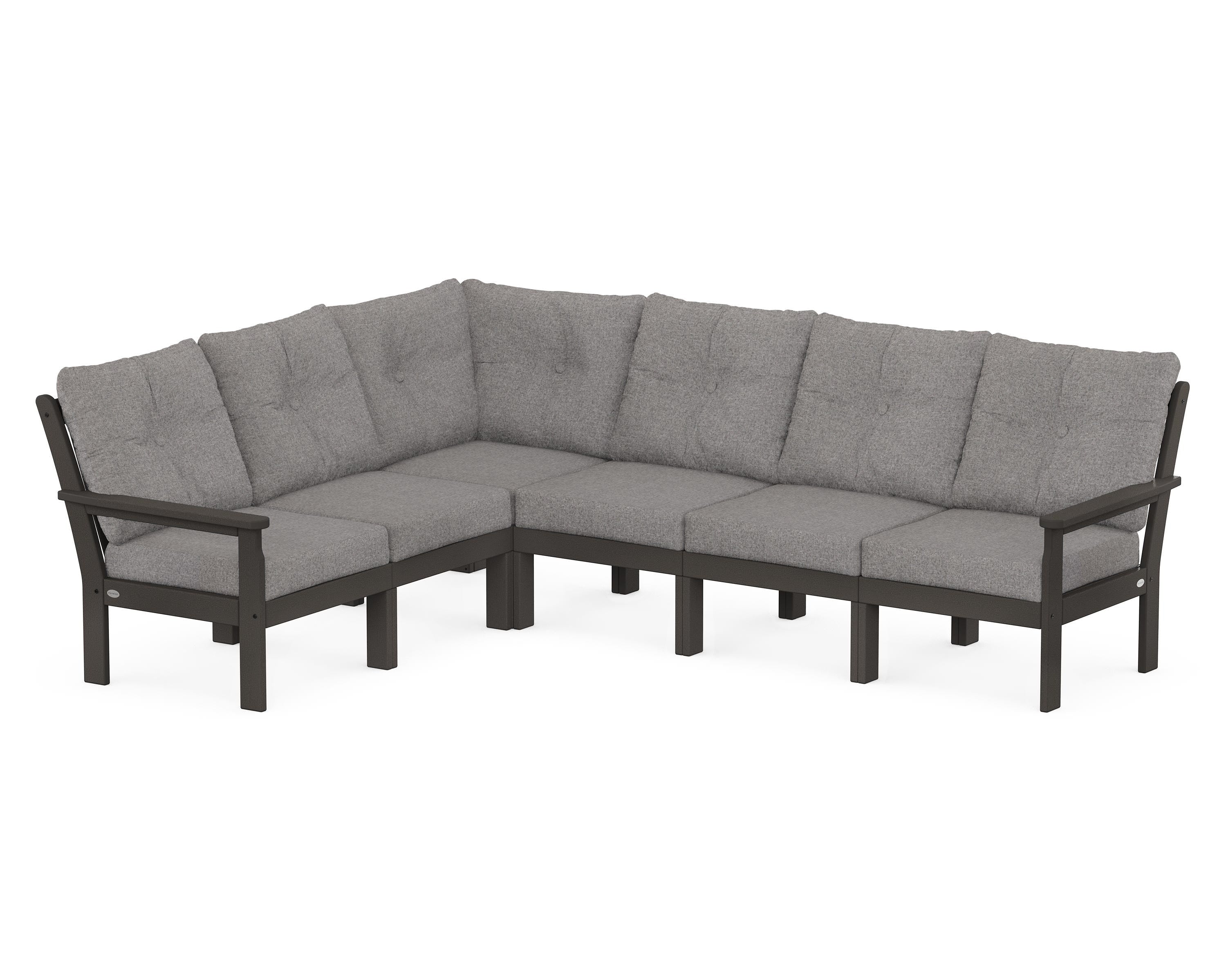 POLYWOOD Vineyard 6-Piece Sectional in Vintage Coffee / Grey Mist