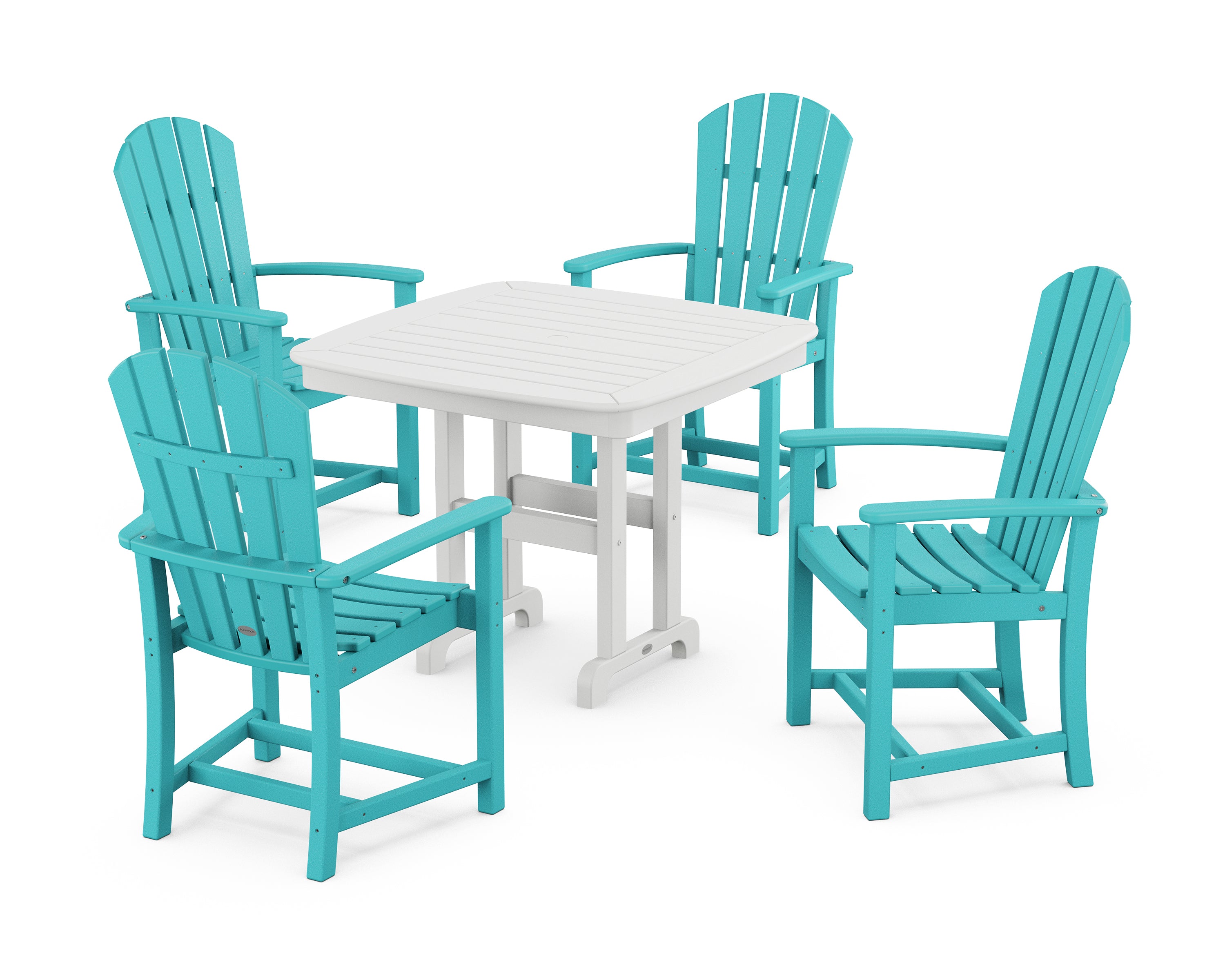 POLYWOOD Palm Coast 5-Piece Dining Set in Aruba / White